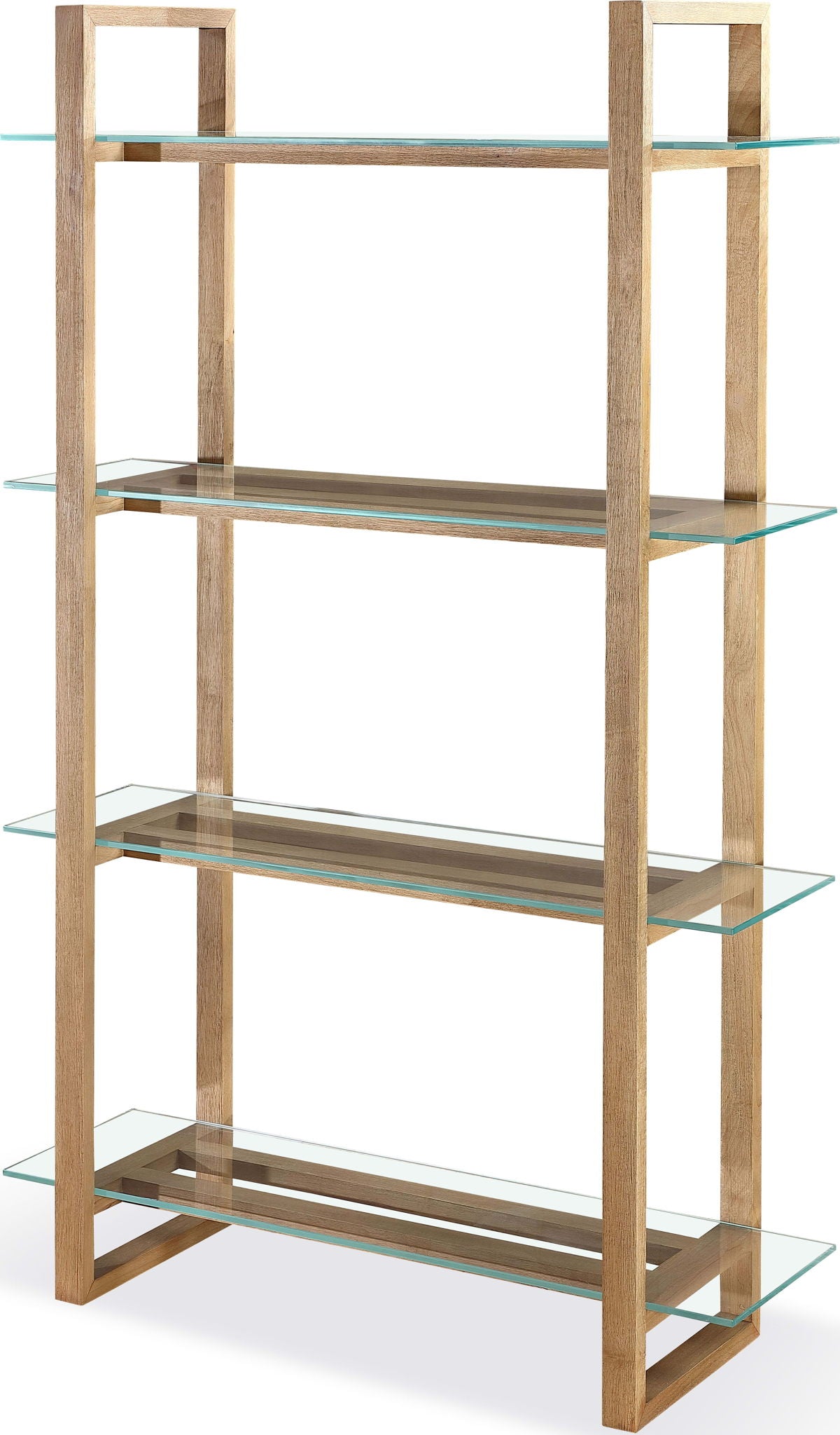 One - Modern Coastal Glass Solid Wood Shelf Bookcase - Bisque