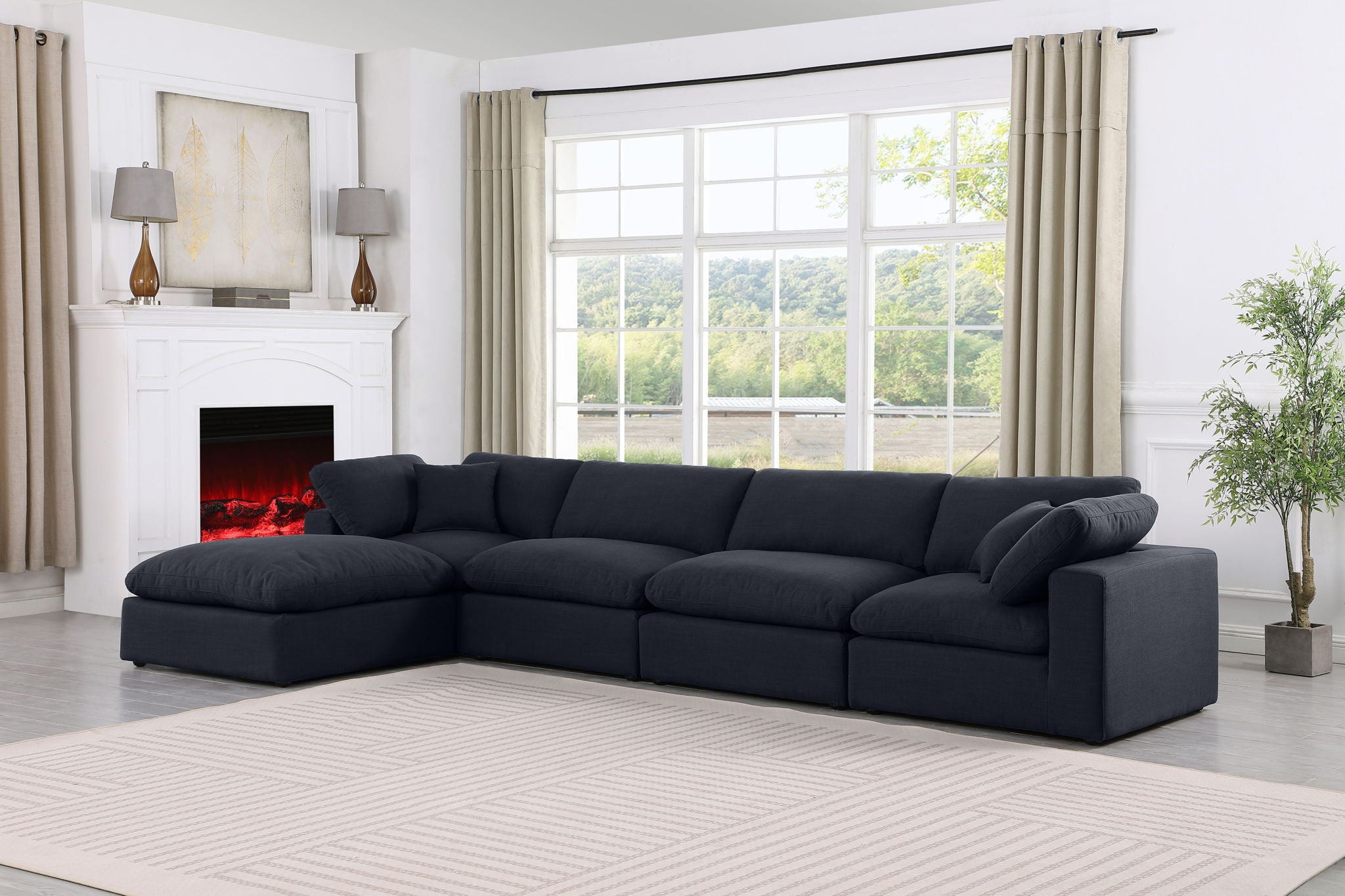 Comfy - 5 Piece Linen Modular Sectional With Chaise - Urban Living Furniture (Los Angeles, CA)