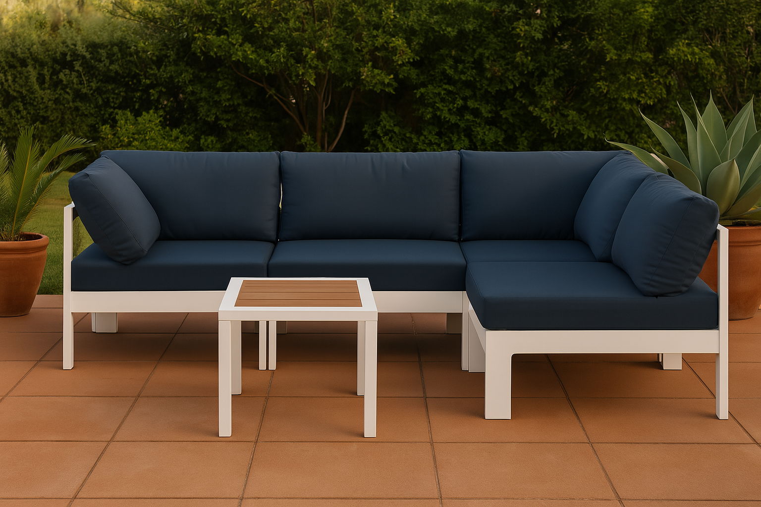 Nizuc - Outdoor Patio 4 Piece Modular Sectional With White Frame - Urban Living Furniture (Los Angeles, CA)