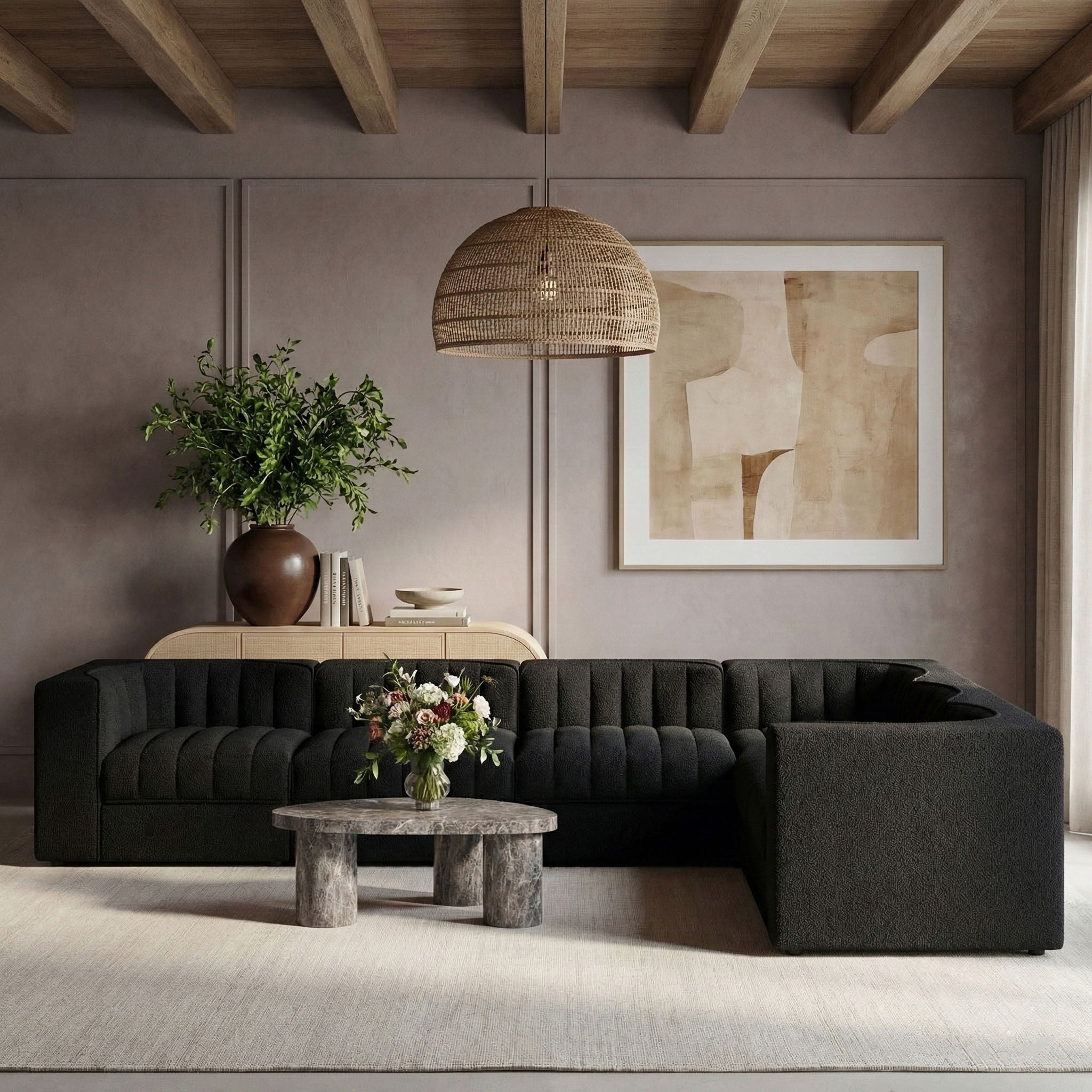 Rummi - Velvet Performance Fabric Upholstered 6 Piece Modular Sectional (With 3 Corner Chairs) - Urban Living Furniture (Los Angeles, CA)