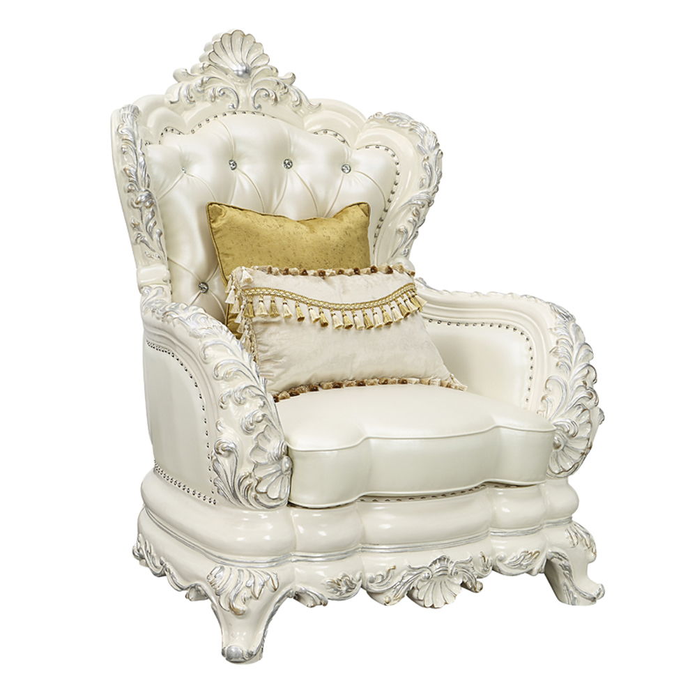 Adara - Chair With 2 Pillows - Pearl White Synthetic Leather & Antique White - Urban Living Furniture (Los Angeles, CA)
