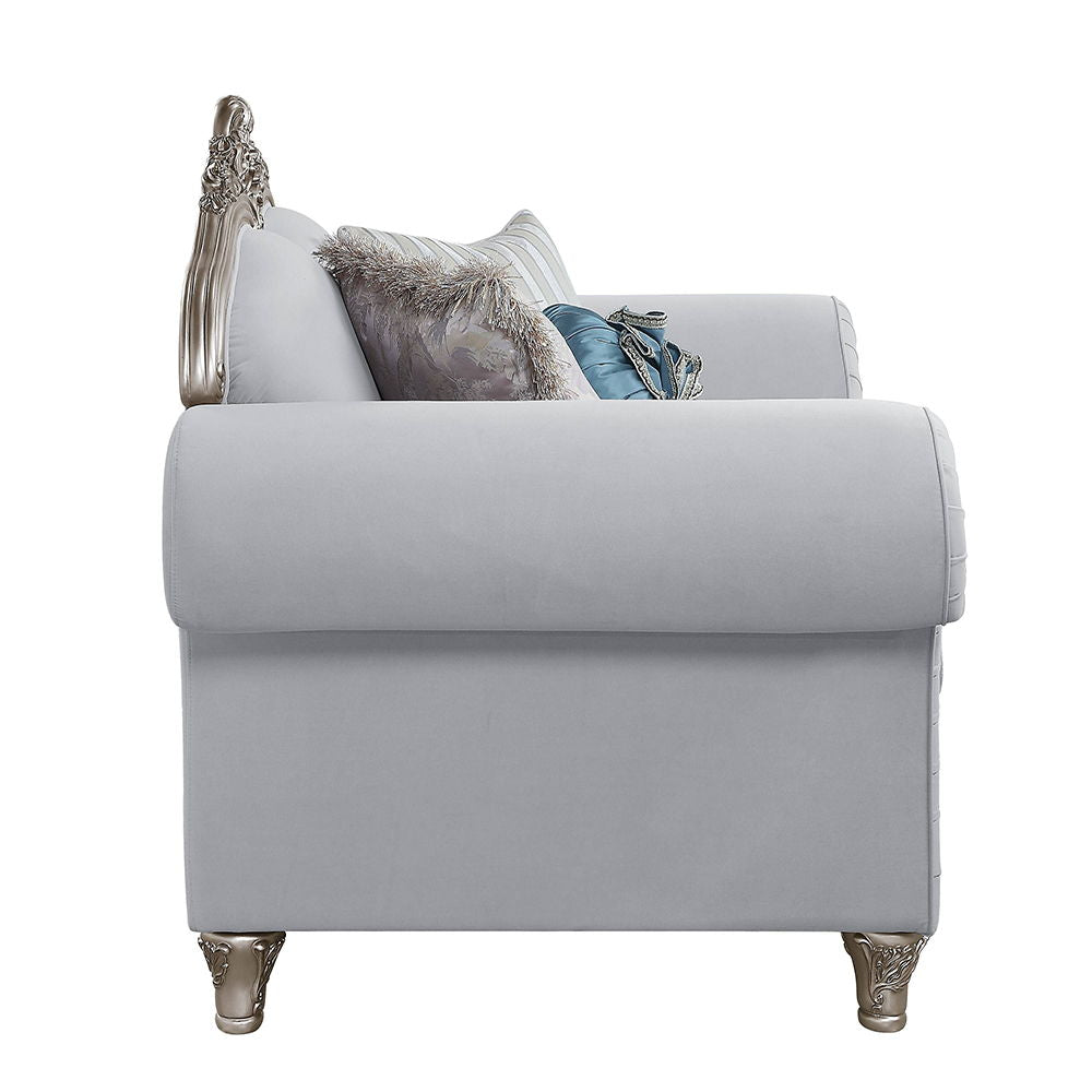 Pelumi - Chair With 3 Pillows - Light Gray Linen & Platinum - Urban Living Furniture (Los Angeles, CA)