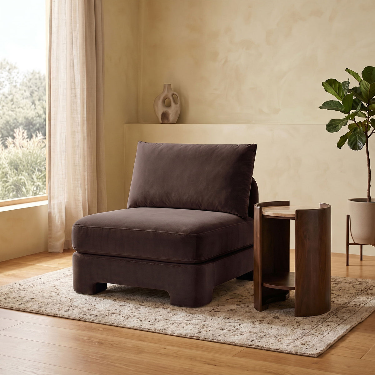 Hammond - Velvet Performance Fabric Upholstered Armless Chair