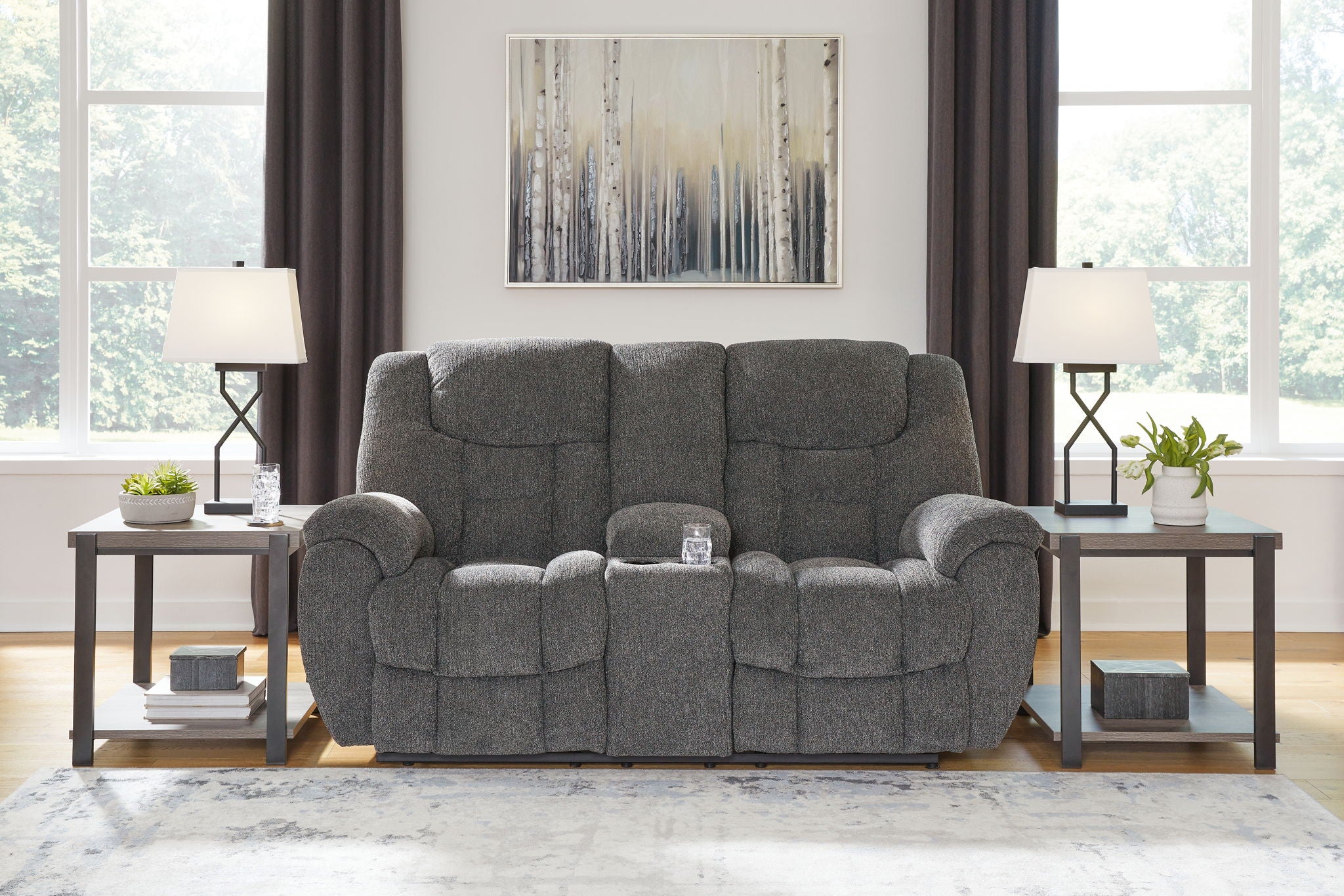 Foreside - Charcoal - Dbl Reclining Loveseat with Console - Urban Living Furniture (Los Angeles, CA)