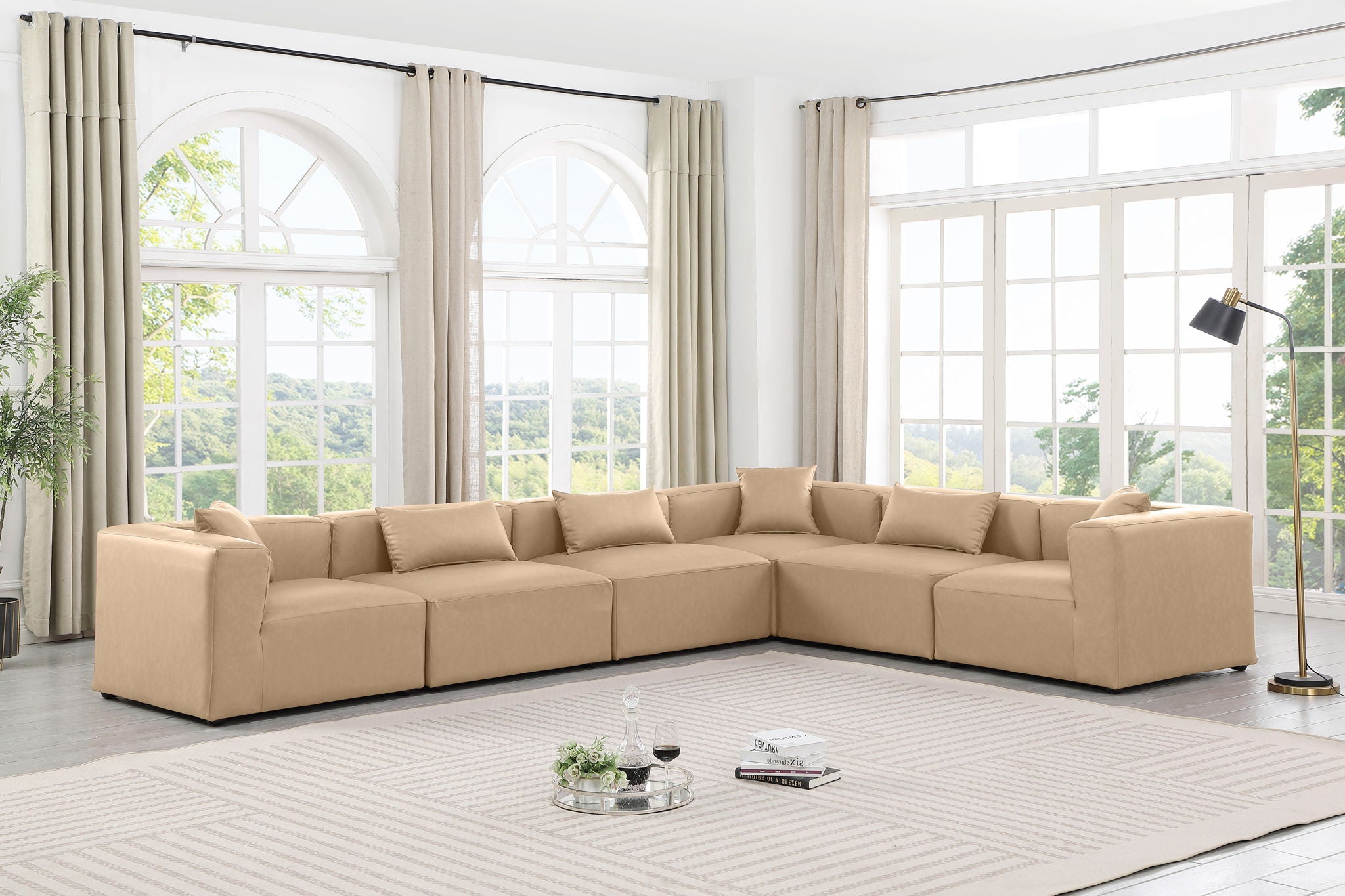 Cube - 6 Piece Modular Corner Sectional - Tan - Urban Living Furniture (Los Angeles, CA)