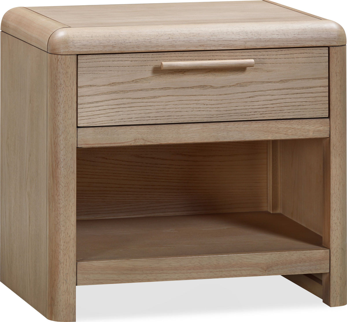 Furano - One Drawer One Shelf Ash Wood Nightstand - Ginger