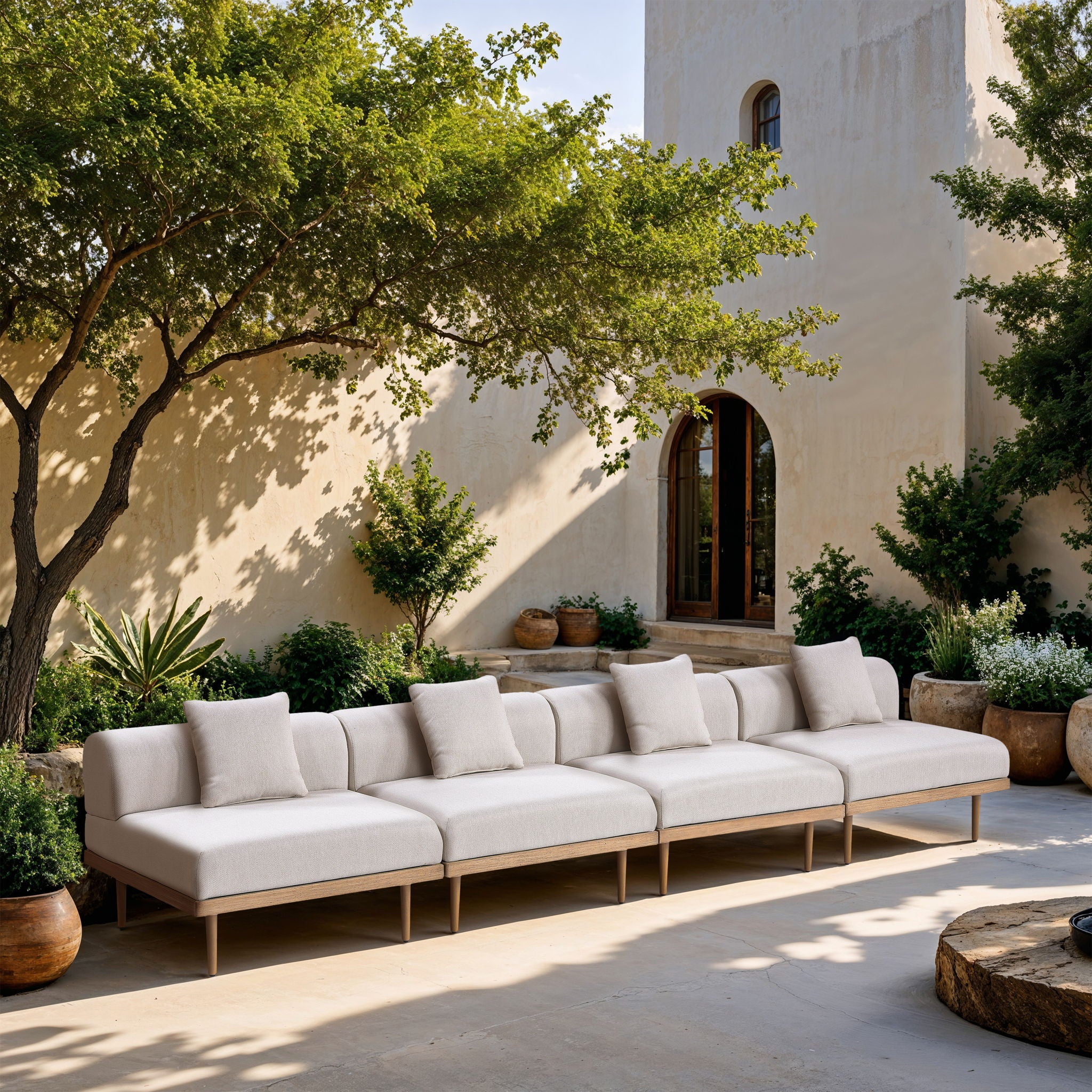 Laguna - 4 Piece 142" Upholstered Outdoor Patio Modular Armless Sofa - Urban Living Furniture (Los Angeles, CA)