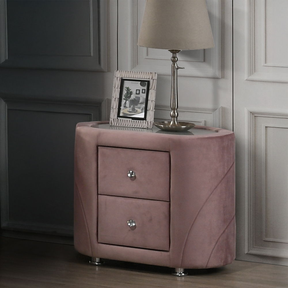 Salonia - Nightstand - Pink Velvet - Urban Living Furniture (Los Angeles, CA)