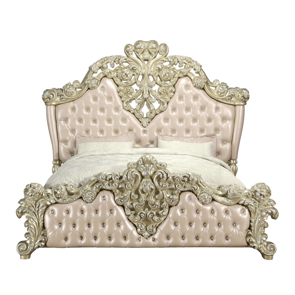 Vatican - Eastern King Bed - Synthetic Leather, Light Gold & Champagne Silver - Urban Living Furniture (Los Angeles, CA)