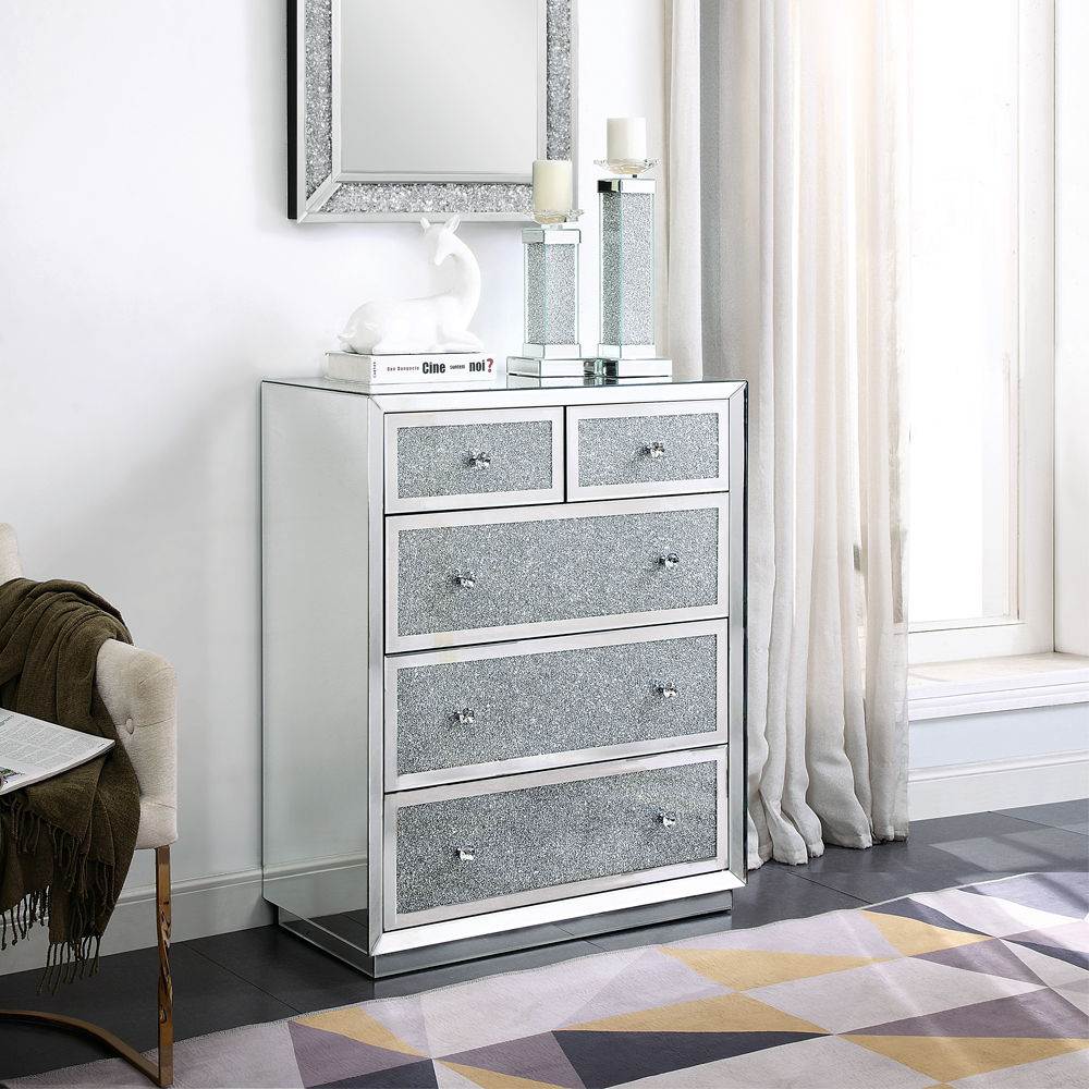Noralie - Console Cabinet - Faux Diamonds & Mirrored - Urban Living Furniture (Los Angeles, CA)