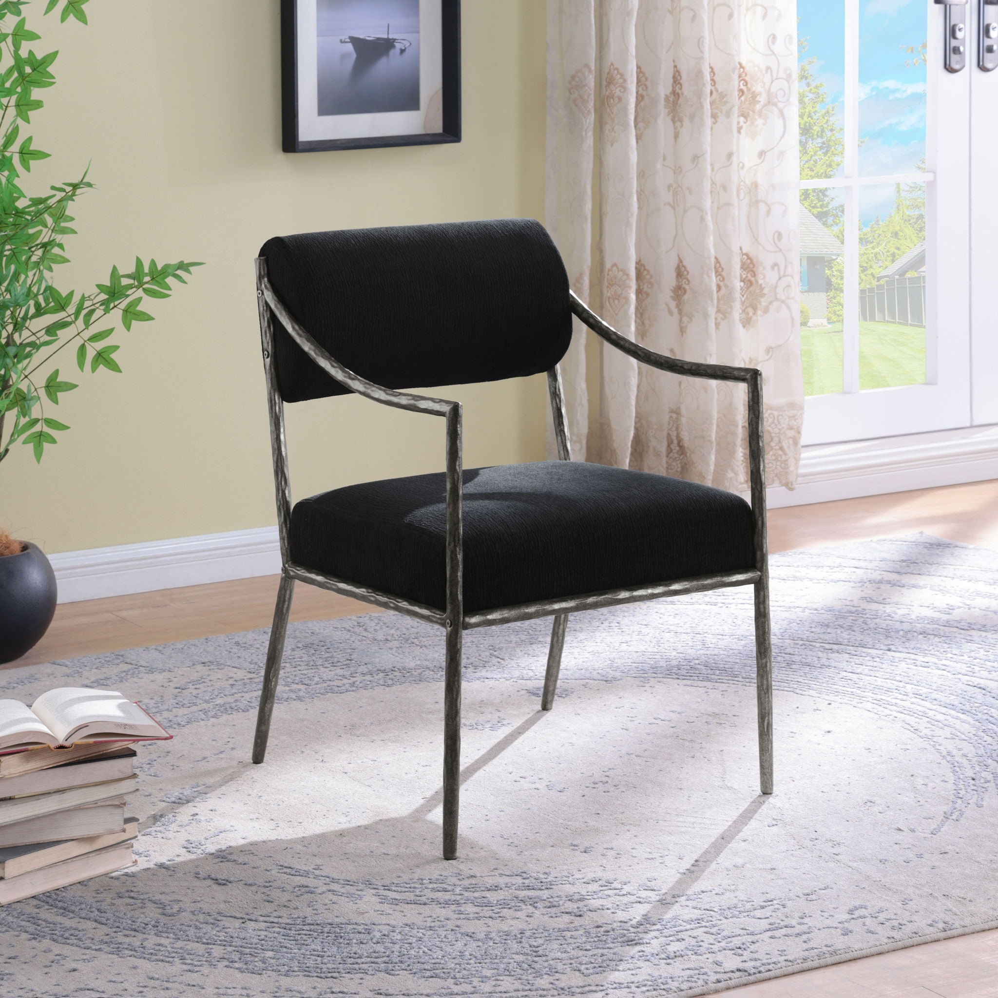 Bastille - Upholstered Dining Arm Chair (Set of 2) - Silver Frame - Urban Living Furniture (Los Angeles, CA)