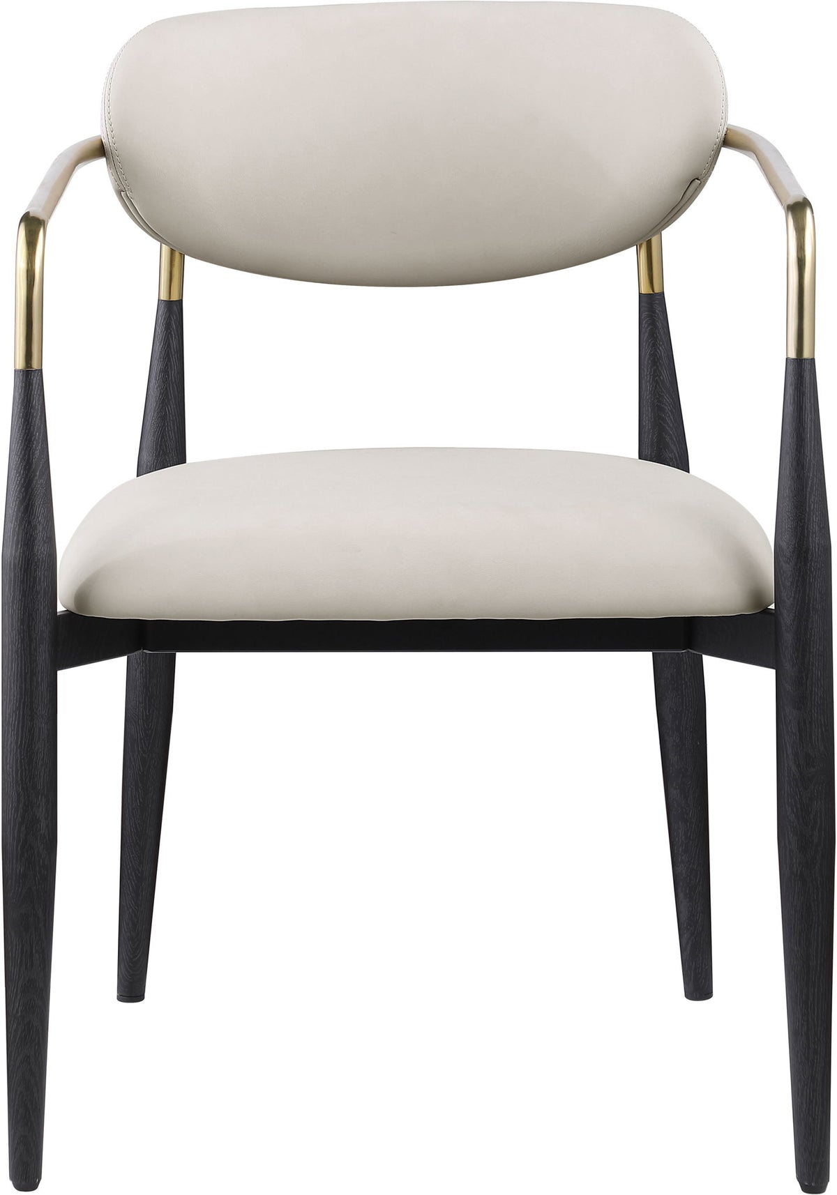Ronda - Vegan Leather Upholstered Dining Arm Chair - Black Legs