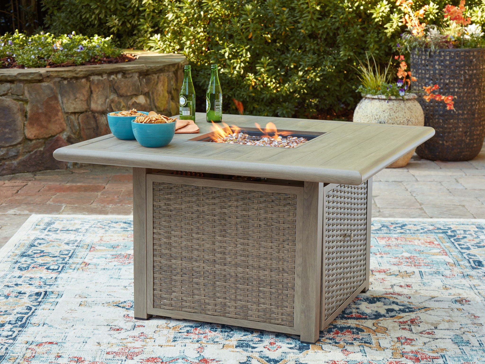 Cliff Trails - Beige - Square Fire Pit Table - Urban Living Furniture (Los Angeles, CA)