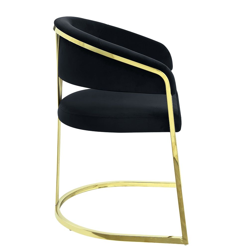 Fallon - Side Chair - Black Velvet & Mirrored Gold - Urban Living Furniture (Los Angeles, CA)