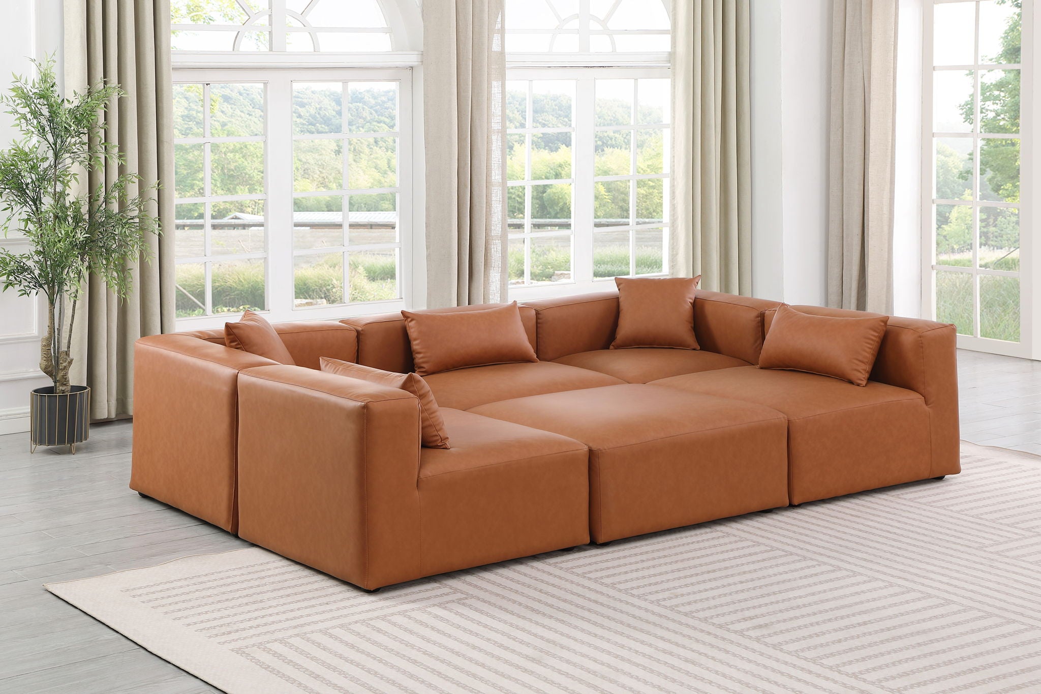 Cube - 6 Piece Modular Sectional - Cognac - Urban Living Furniture (Los Angeles, CA)