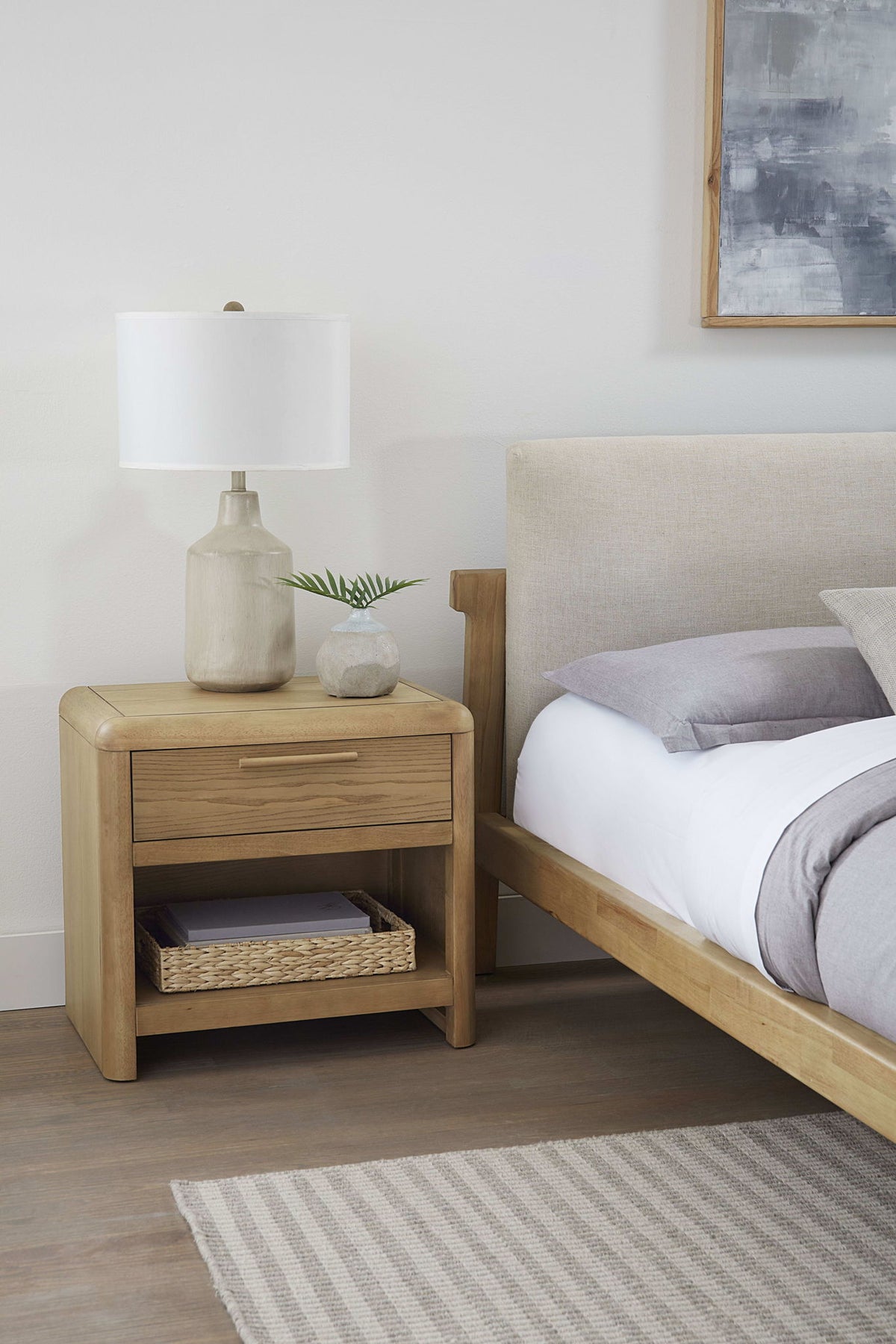 Furano - One Drawer One Shelf Ash Wood Nightstand - Ginger