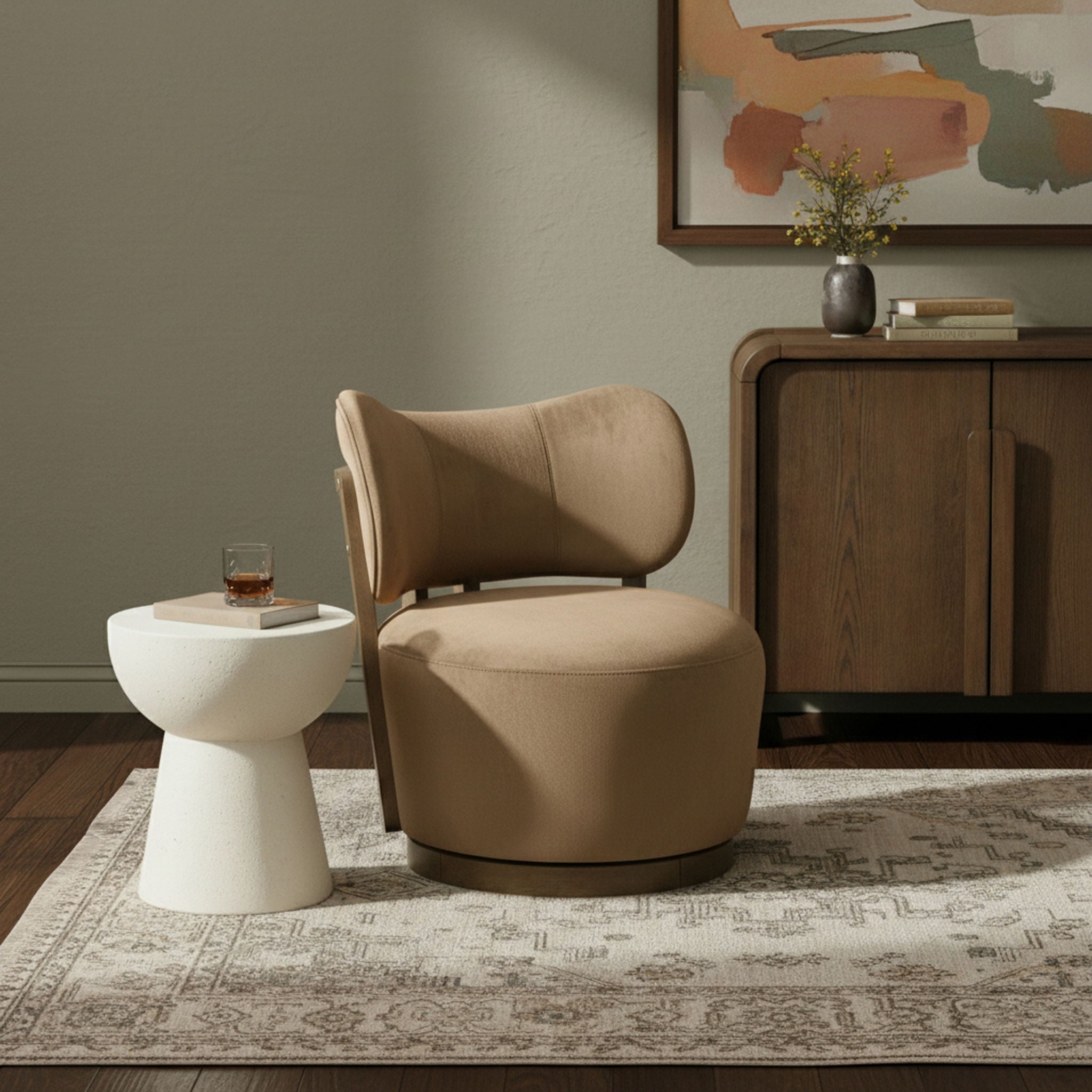 Elara - Velvet Upholstered Swivel Accent Chair - Stained Brown - Urban Living Furniture (Los Angeles, CA)