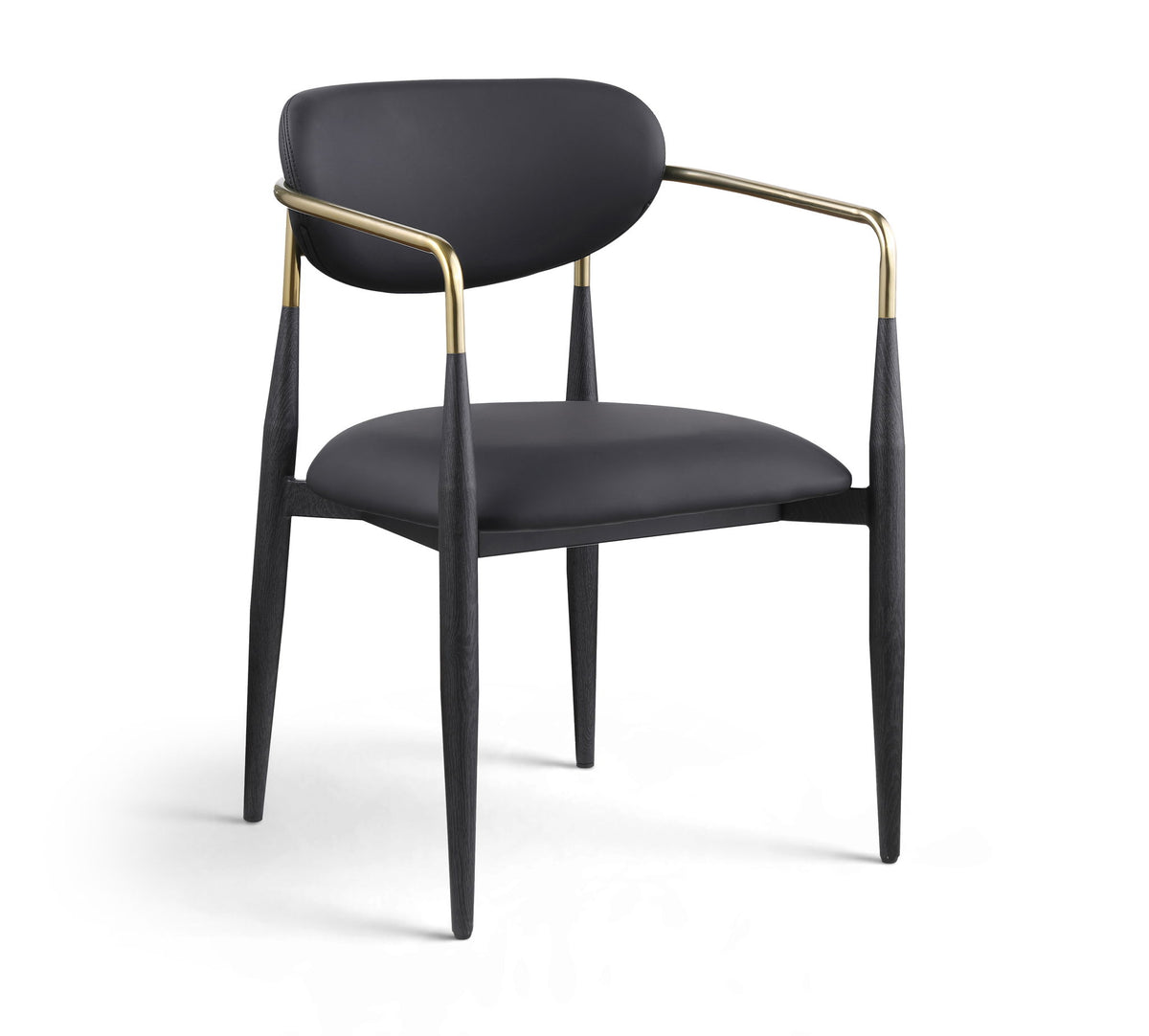 Ronda - Vegan Leather Upholstered Dining Arm Chair - Black Legs