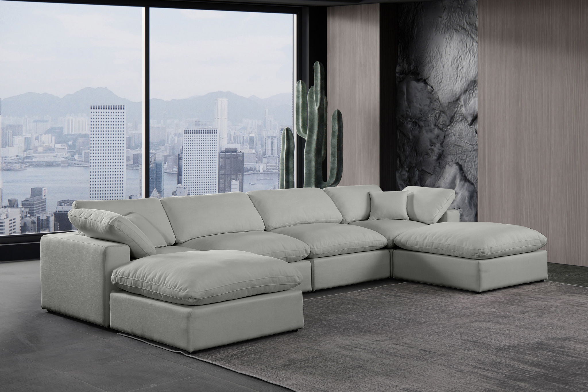 Comfy - 6 Piece Linen Modular Double Chaise Sectional - Urban Living Furniture (Los Angeles, CA)