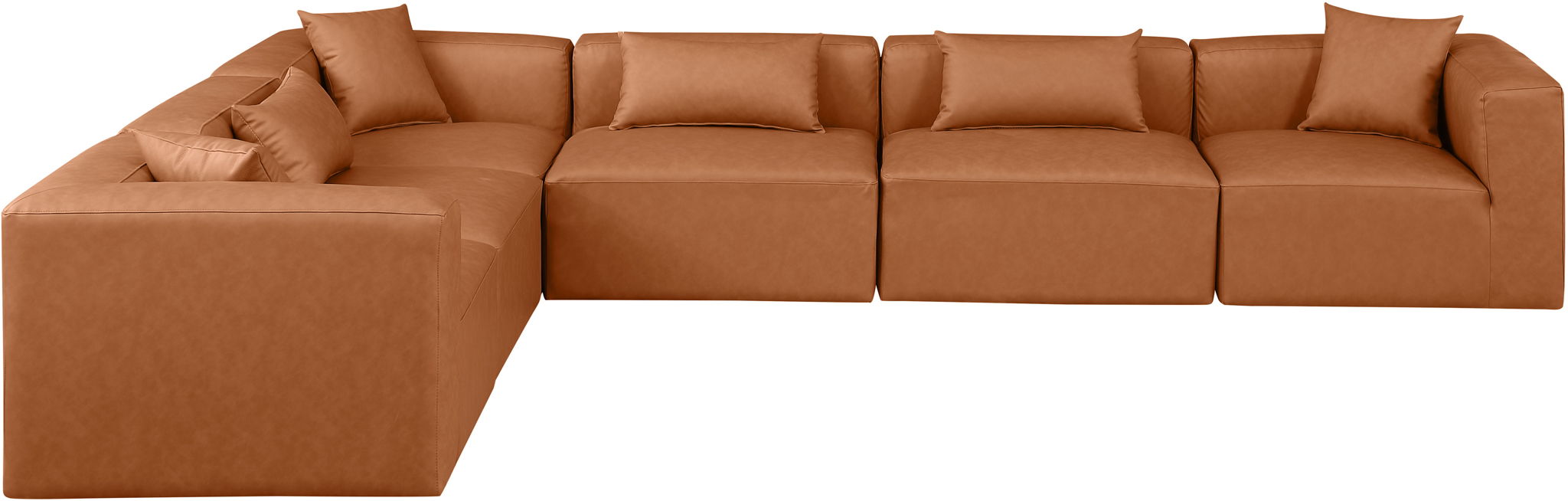 Cube - 6 Piece Modular Corner Sectional - Cognac - Urban Living Furniture (Los Angeles, CA)