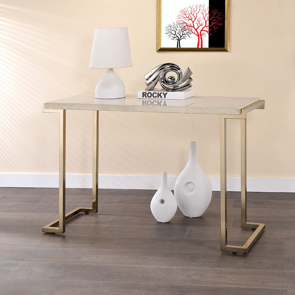 Boice II - Sofa Table - Faux Marble Top & Champagne - Urban Living Furniture (Los Angeles, CA)