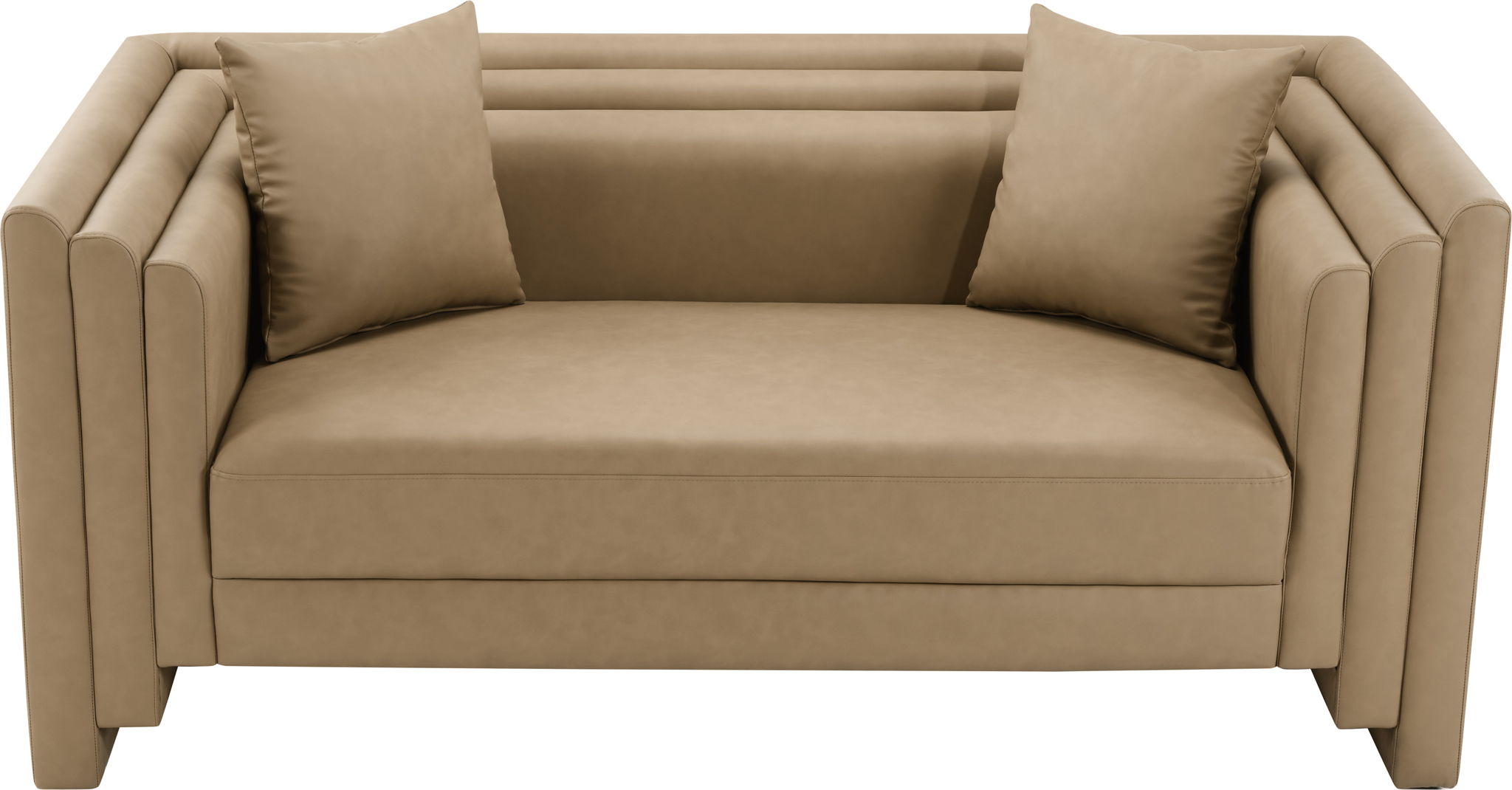Everett - Vegan Leather 67" Upholstered Loveseat - Tan