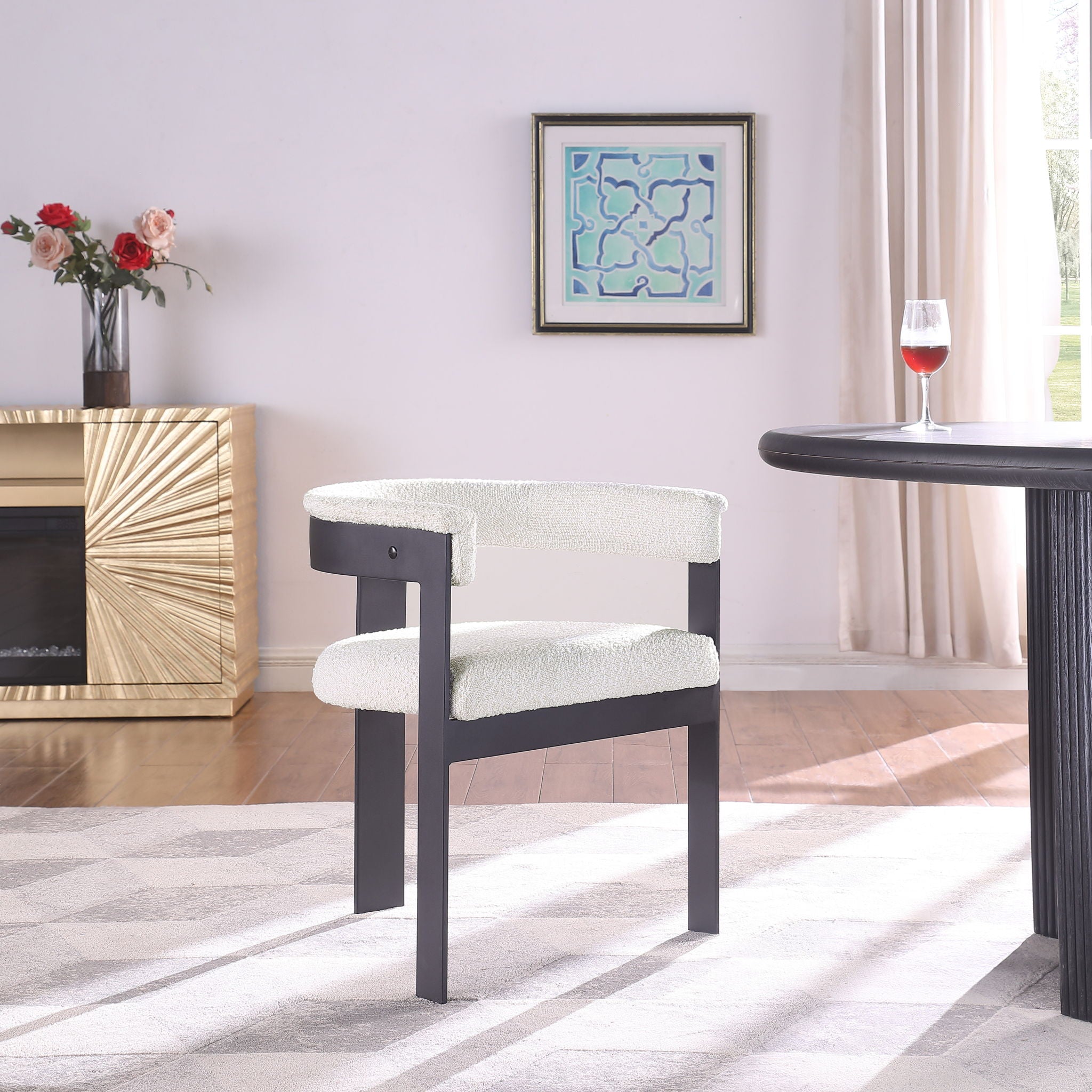 Romeo - Boucle Dining Chair With Black Base (Set of 2) - Urban Living Furniture (Los Angeles, CA)