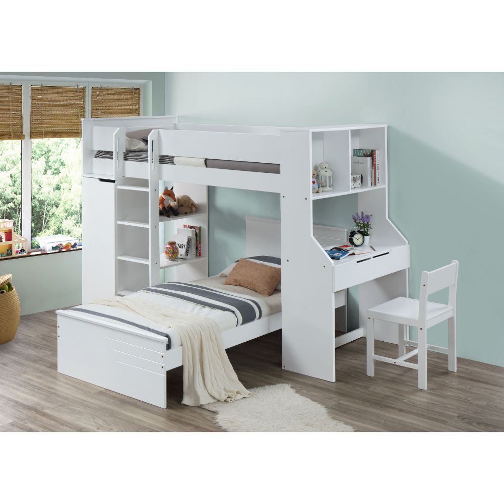 Ragna - Twin Loft Bed With Desk & Wardrobe - White - Urban Living Furniture (Los Angeles, CA)