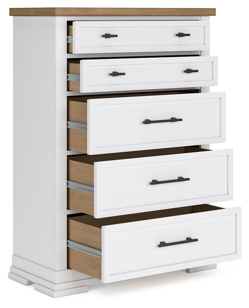 Ashbryn - White / Natural - Five Drawer Chest - Urban Living Furniture (Los Angeles, CA)