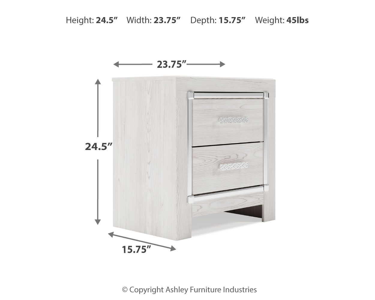 Altyra - White - Two Drawer Night Stand - Urban Living Furniture (Los Angeles, CA)