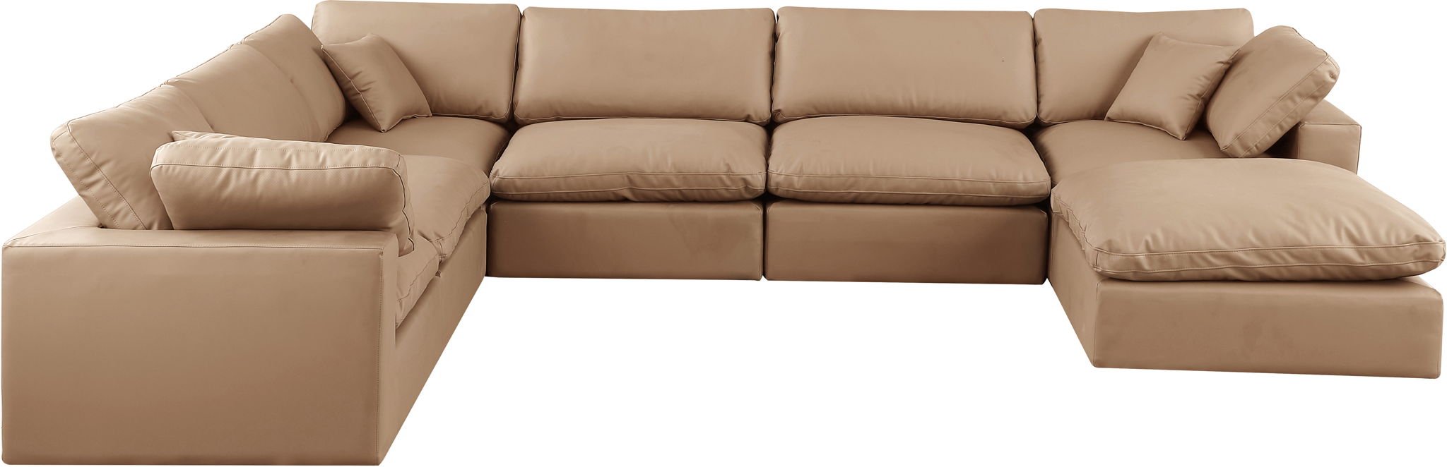 Comfy - 7 Piece Faux Leather Modular Sectional With Chaise - Tan - Urban Living Furniture (Los Angeles, CA)
