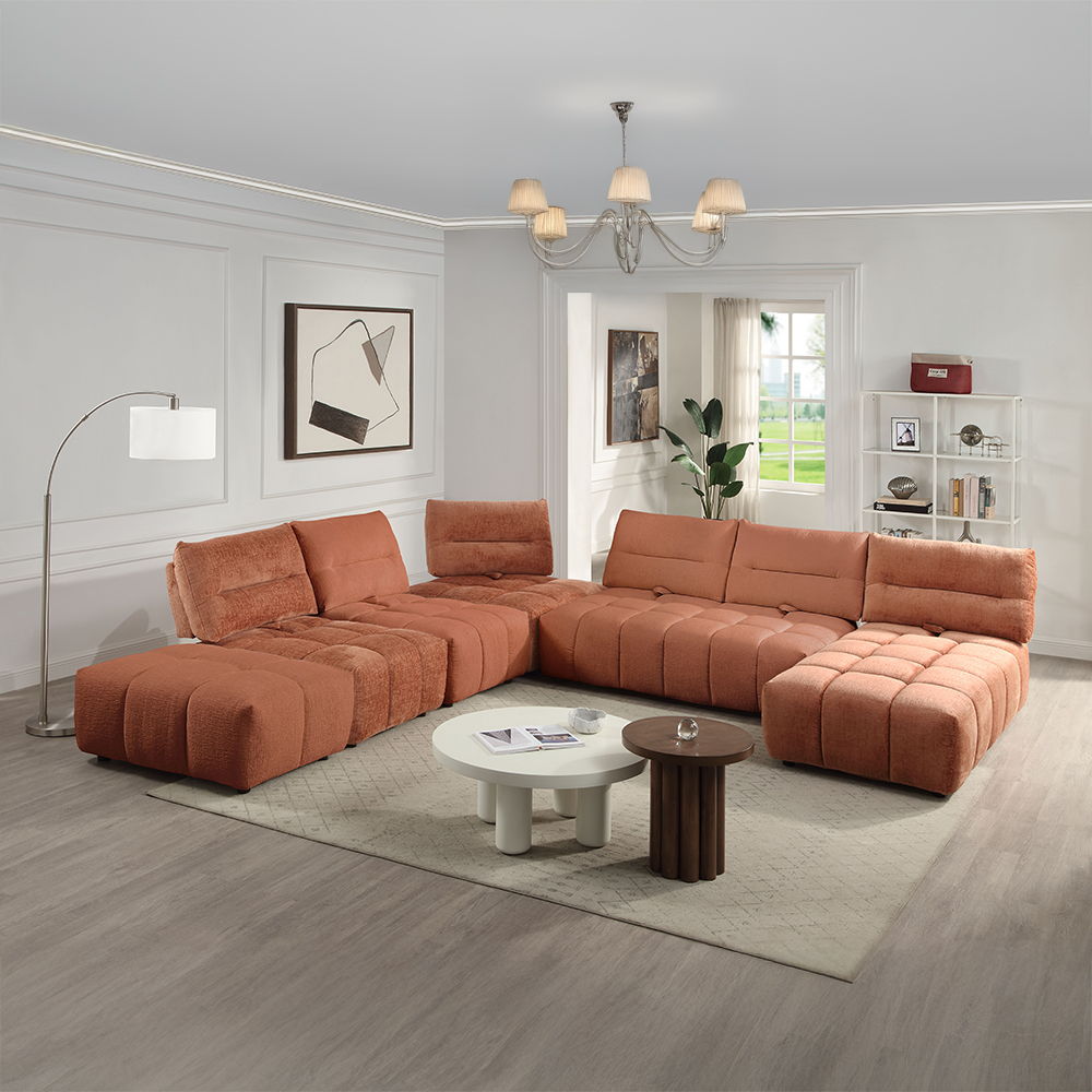 Loanna - Modular - Loveseat - Coral Red Linen