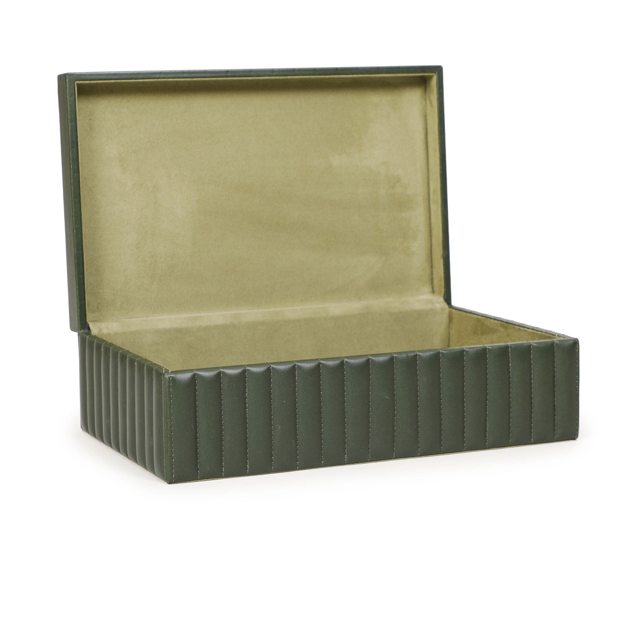 Eton - Ribbed Vegan Leather Hospitality Grade Storage Box - Green - Urban Living Furniture (Los Angeles, CA)