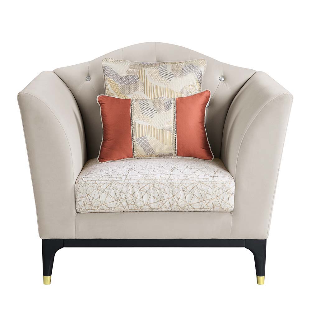 Tayden - Chair With 2 Pillows - Beige Velvet - Urban Living Furniture (Los Angeles, CA)