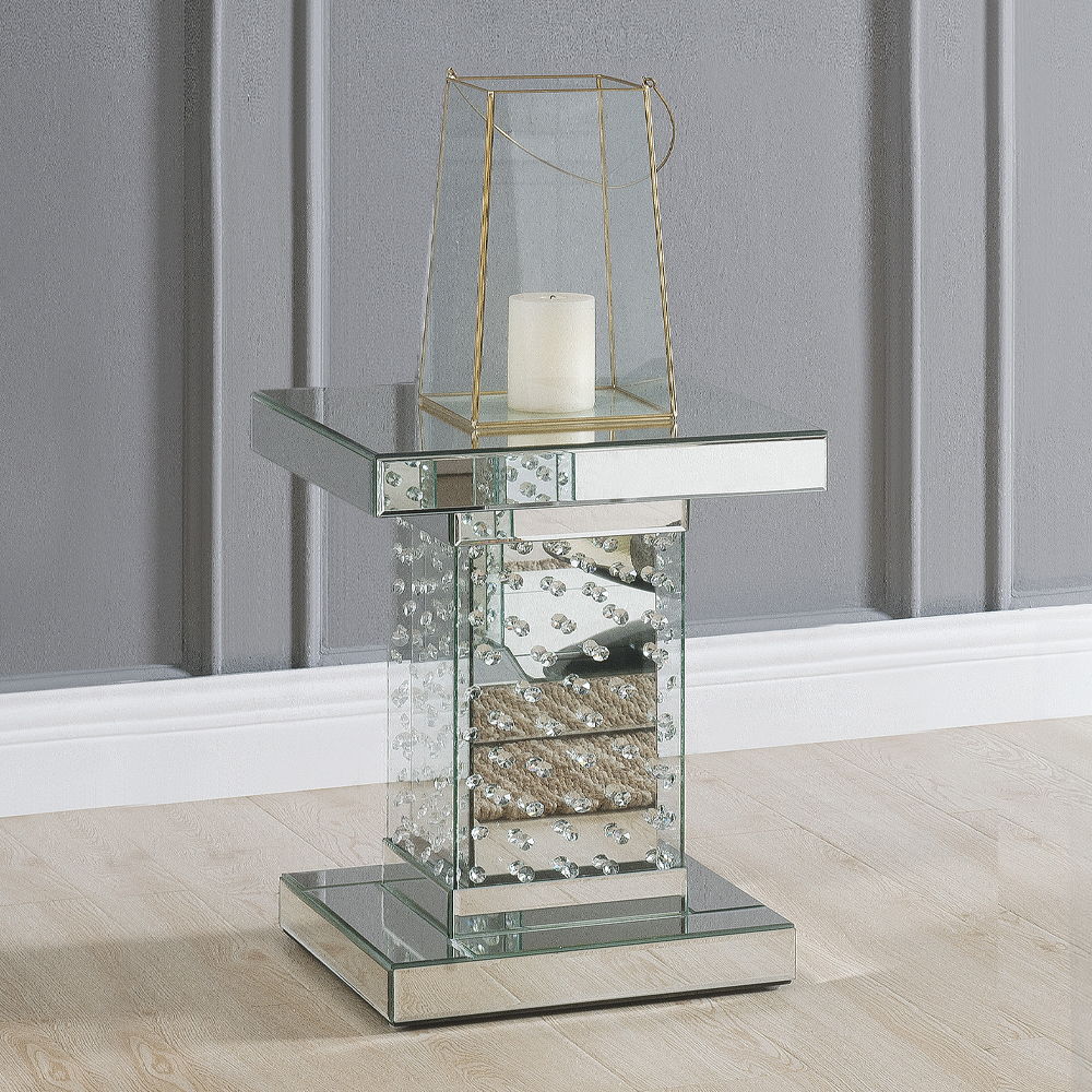 Nysa - 20" End Table - Mirrored & Faux Crystals - Urban Living Furniture (Los Angeles, CA)