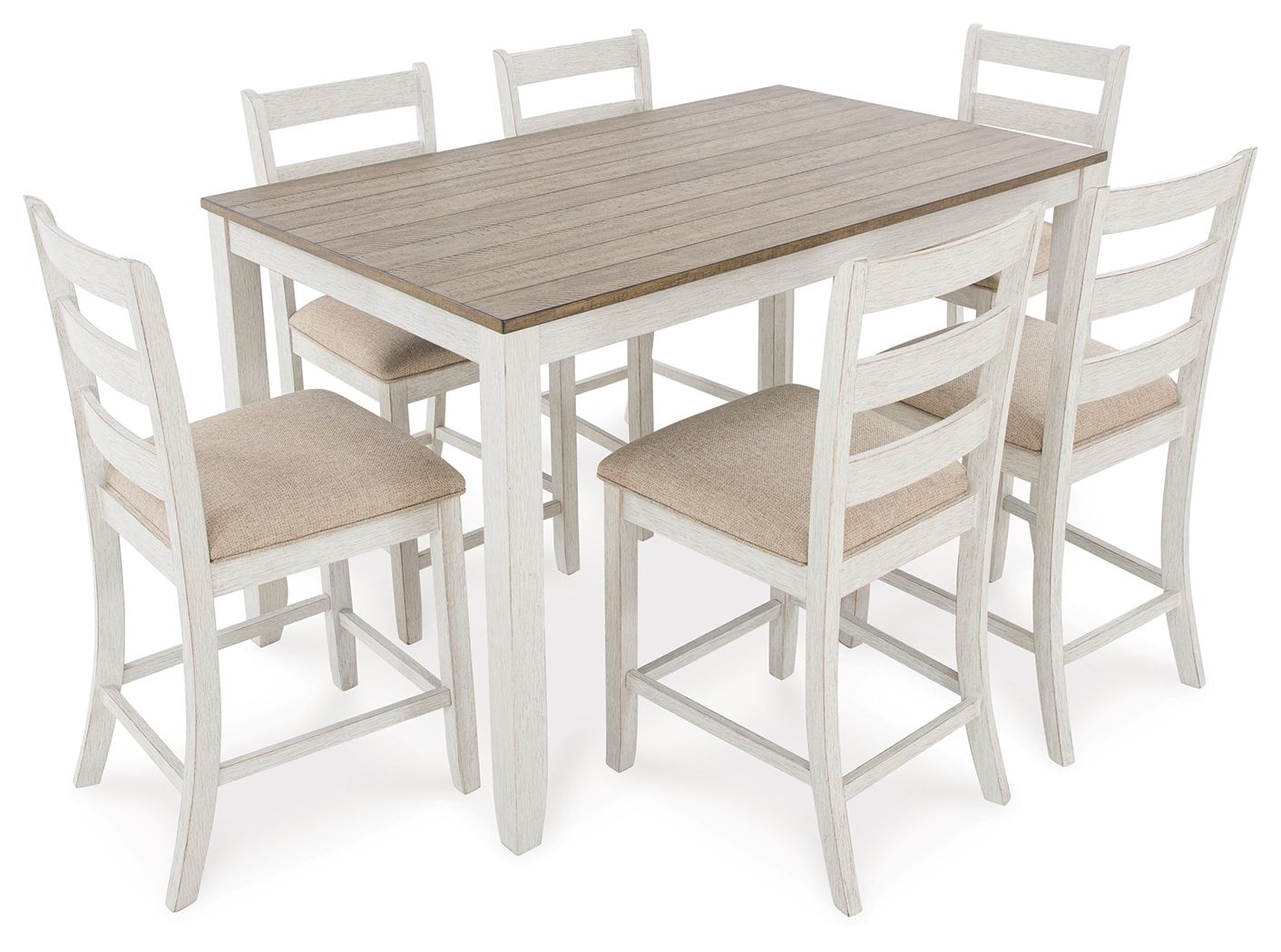 Skempton - White / Light Brown - Counter Height Dining Table and Bar Stools (Set of 7) - Urban Living Furniture (Los Angeles, CA)