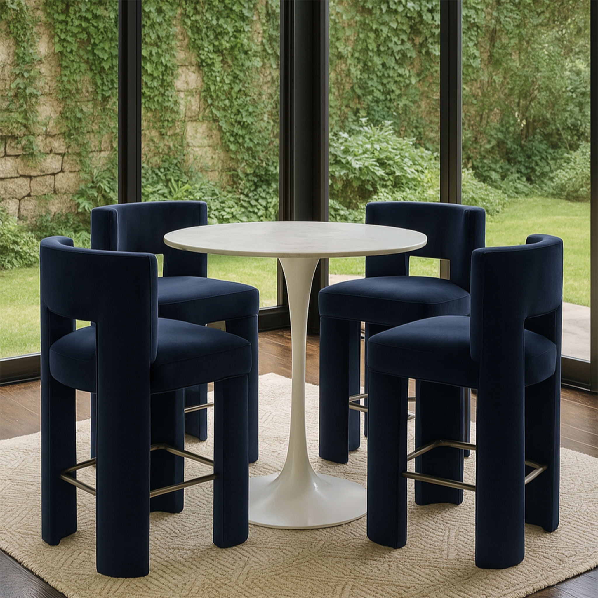 Zuno - Velvet Performance Fabric Upholstered Counter Stool (Set of 2)