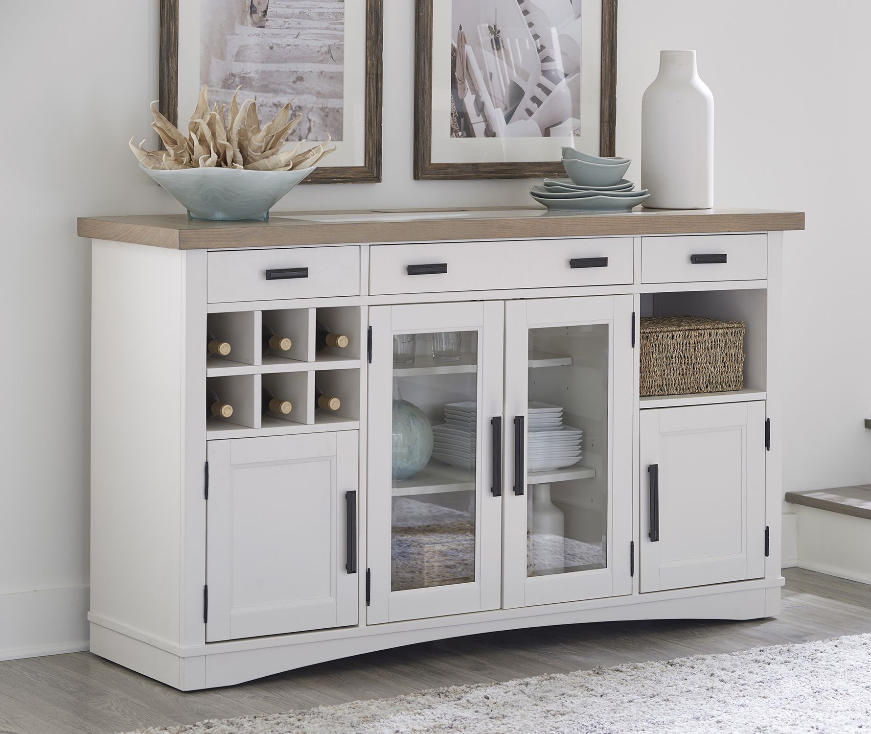 Americana Modern Dining - Buffet And Open Hutch With Quartz Insert - Cotton - Urban Living Furniture (Los Angeles, CA)