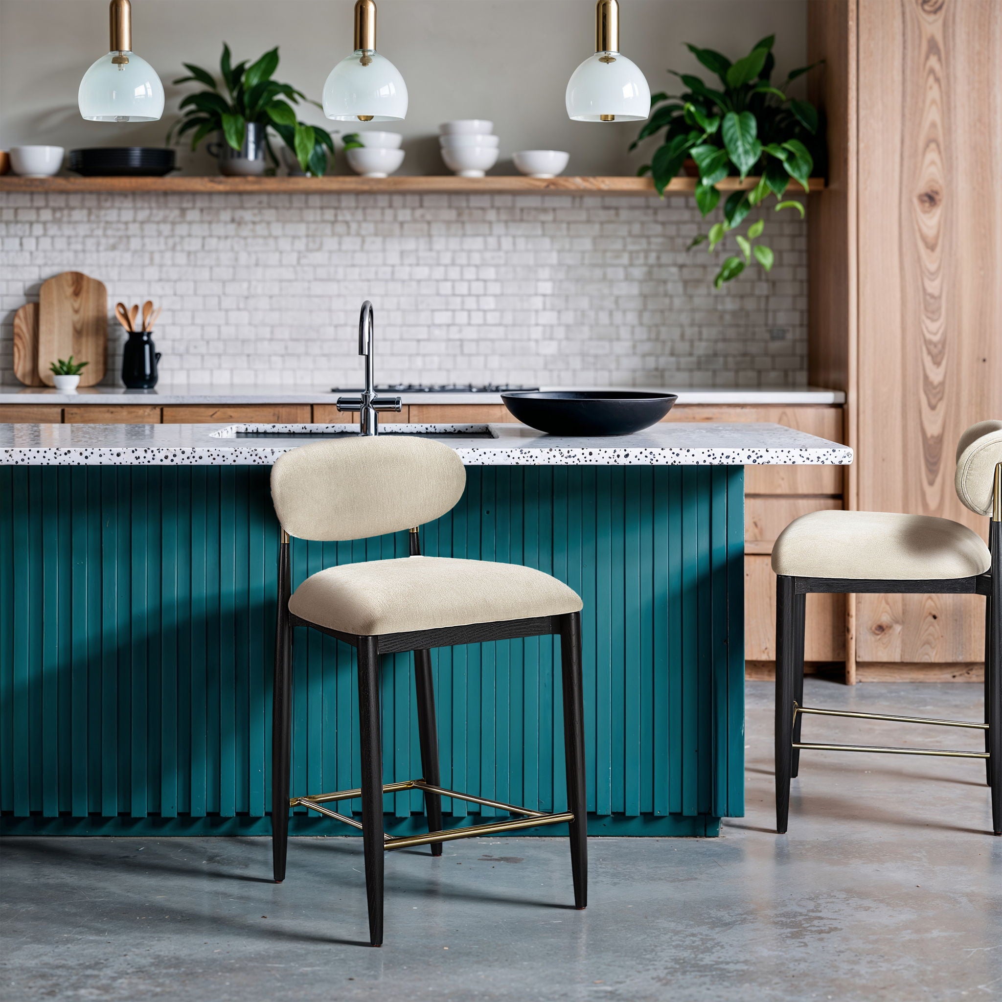 Riccio - Fabric Stool - Black Frame - Urban Living Furniture (Los Angeles, CA)