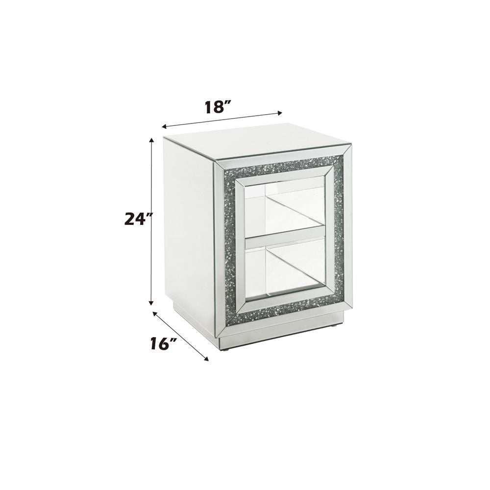Noralie - 24"H End Table With 2 Tier Shelf - Mirrored & Faux Diamonds - Urban Living Furniture (Los Angeles, CA)