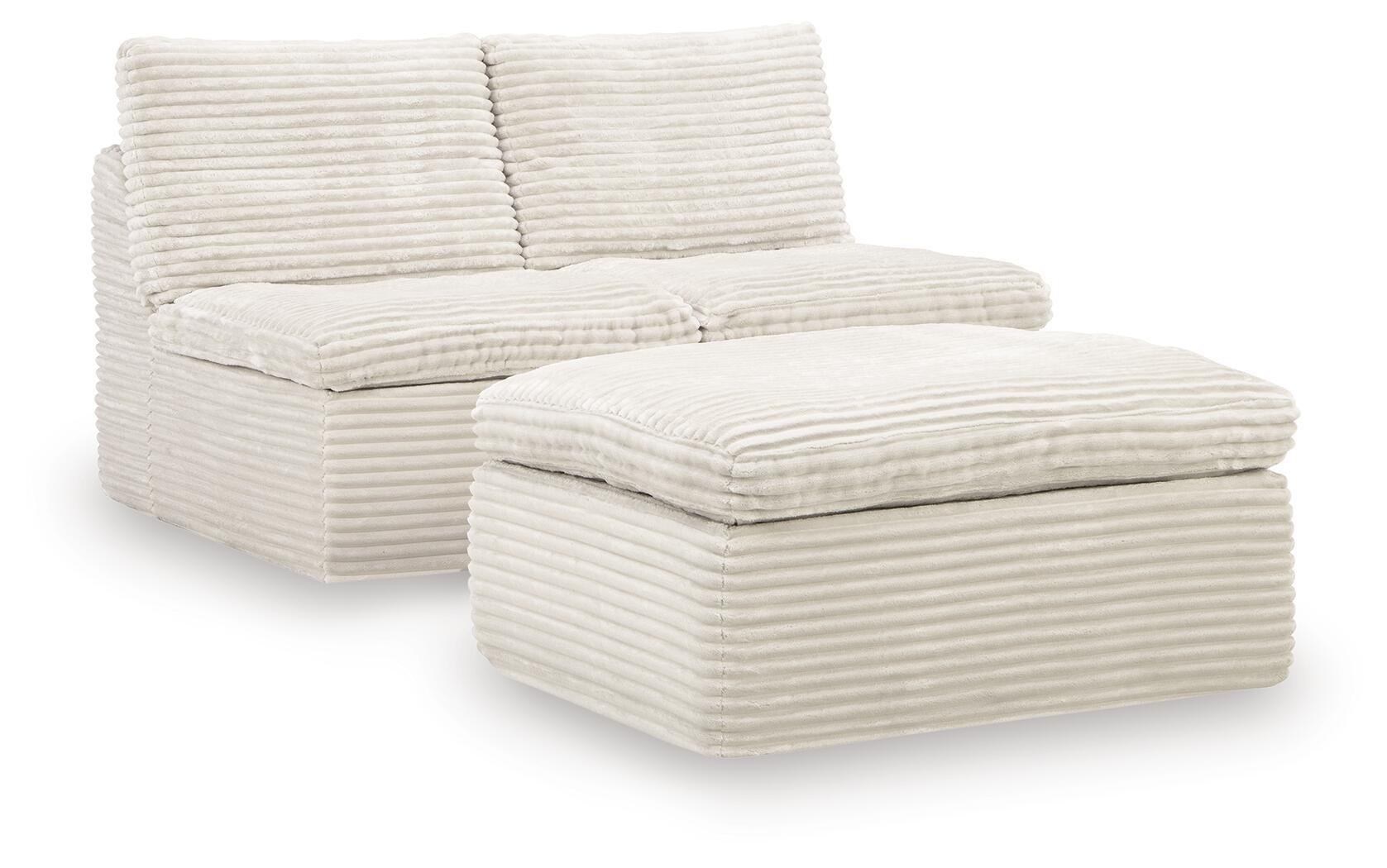 Fannin - 2 Armless Chairs With Ottoman (Set of 3) - Ivory - Urban Living Furniture (Los Angeles, CA)