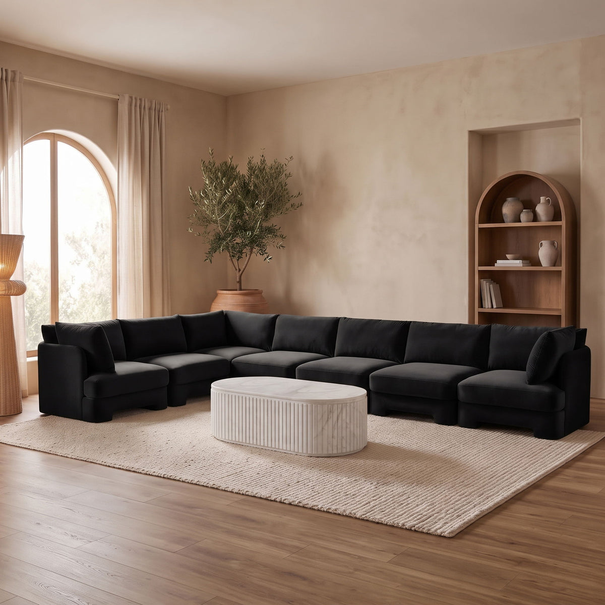 Hammond - Velvet Performance Fabric Upholstered 7 Piece Sectional