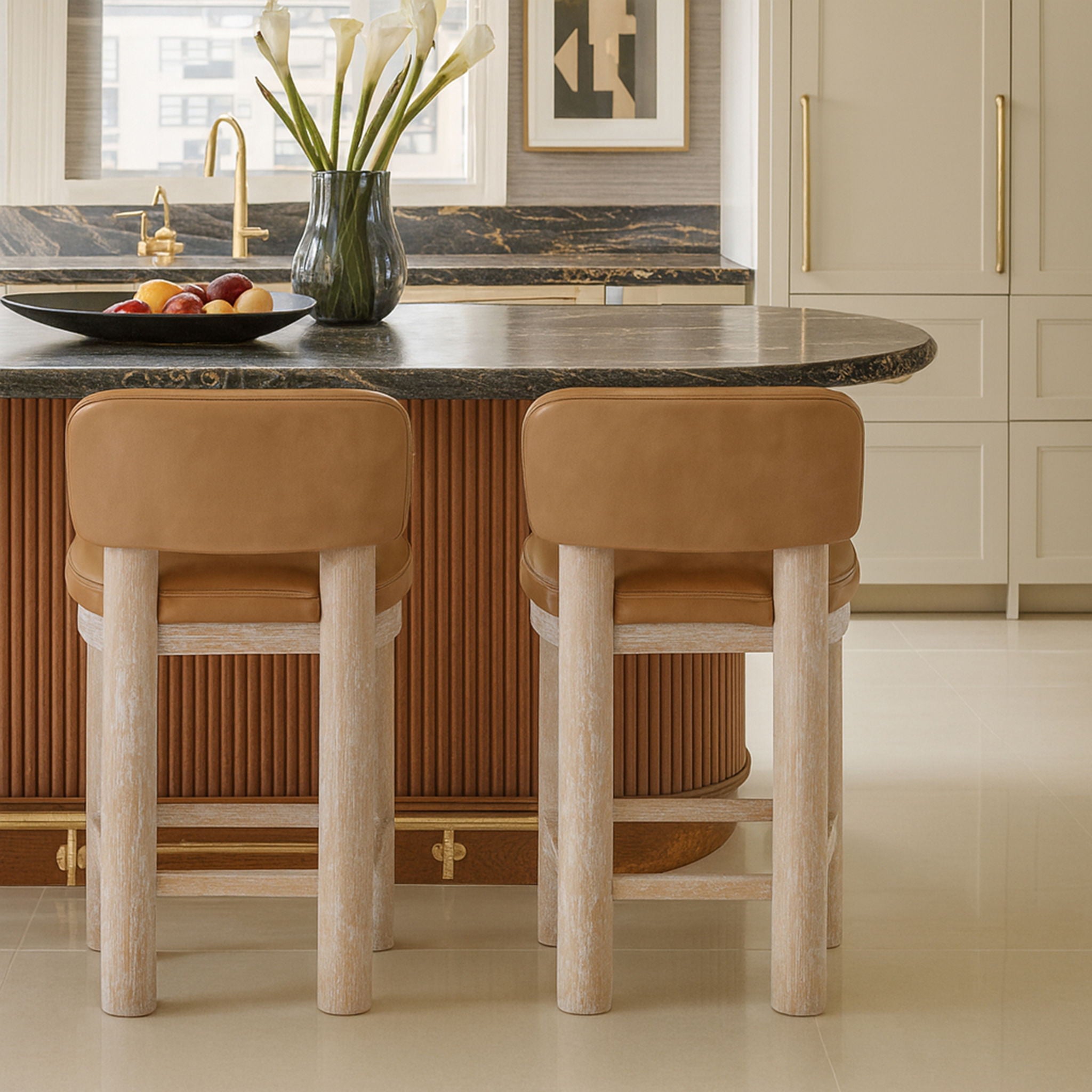 Paloma - Vegan Leather Upholstered Counter Stool (Set of 2) - Tan