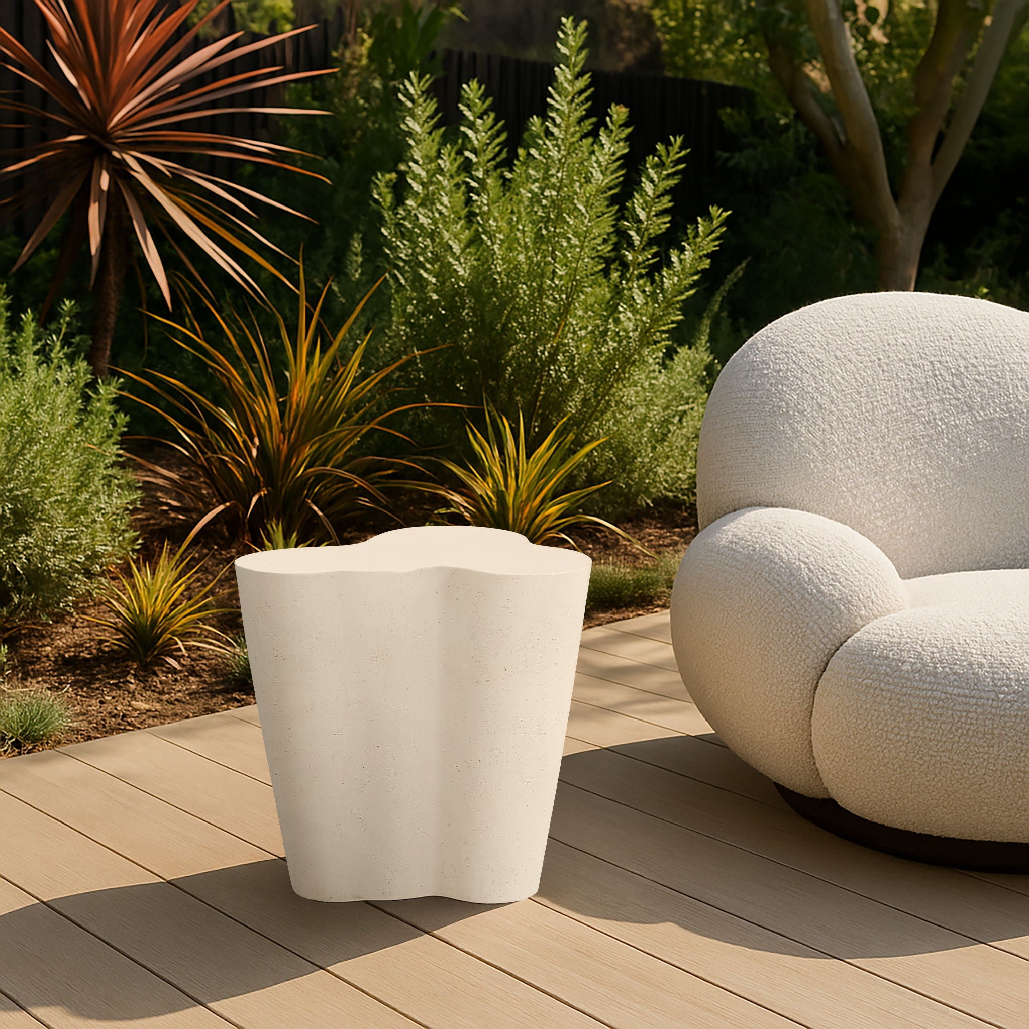 Monza - Concrete And Fiberglass Indoor / Outdoor End Table - Cream - Urban Living Furniture (Los Angeles, CA)