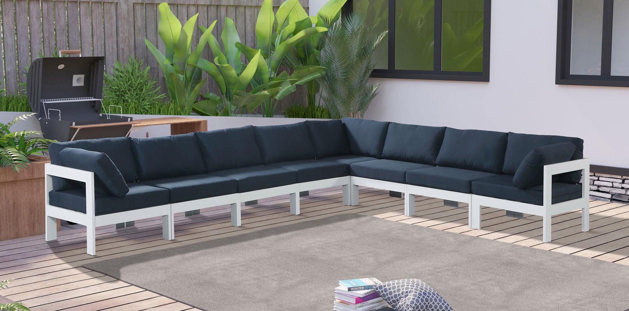 Nizuc - Outdoor Patio 8 Piece Modular Sectional With White Frame - Urban Living Furniture (Los Angeles, CA)