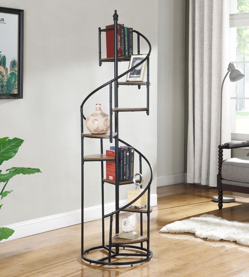 Roseglen - 8-Shelf Staircase Bookshelf - Rustic Brown - Urban Living Furniture (Los Angeles, CA)