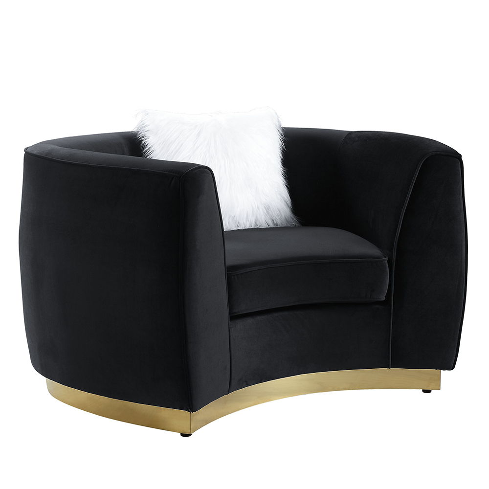 Achelle - Chair With Pillow - Black Velvet - Urban Living Furniture (Los Angeles, CA)