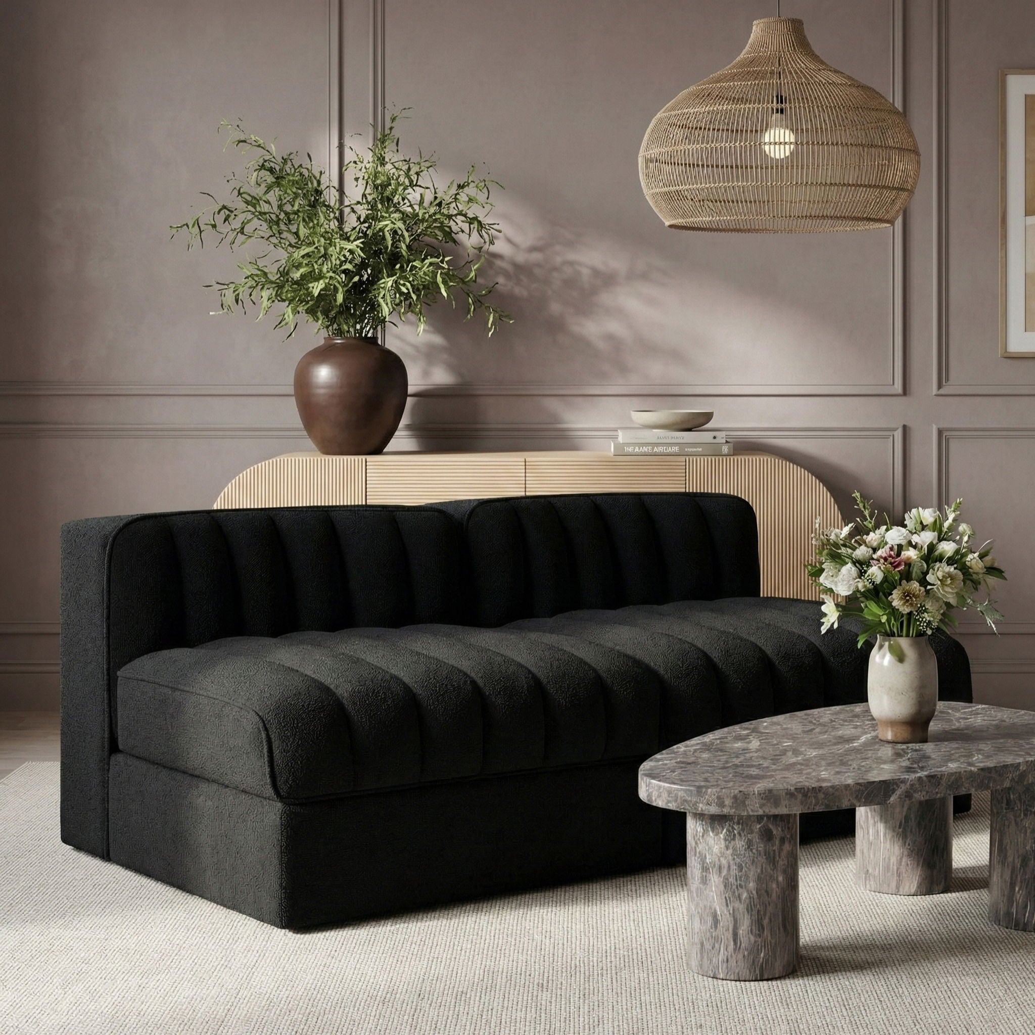 Rummi - Velvet Performance Fabric Upholstered 2 Piece Modular Armless Loveseat - Urban Living Furniture (Los Angeles, CA)