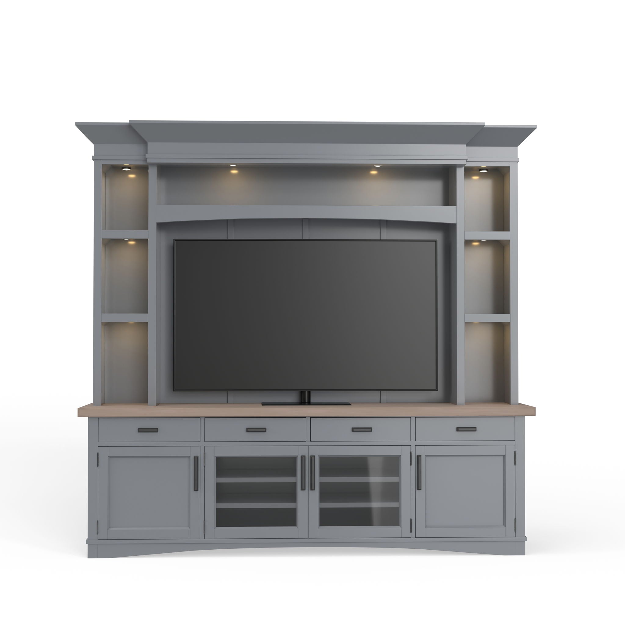Americana Modern - TV Console with Hutch, Backpanel and LED Lights - Urban Living Furniture (Los Angeles, CA)