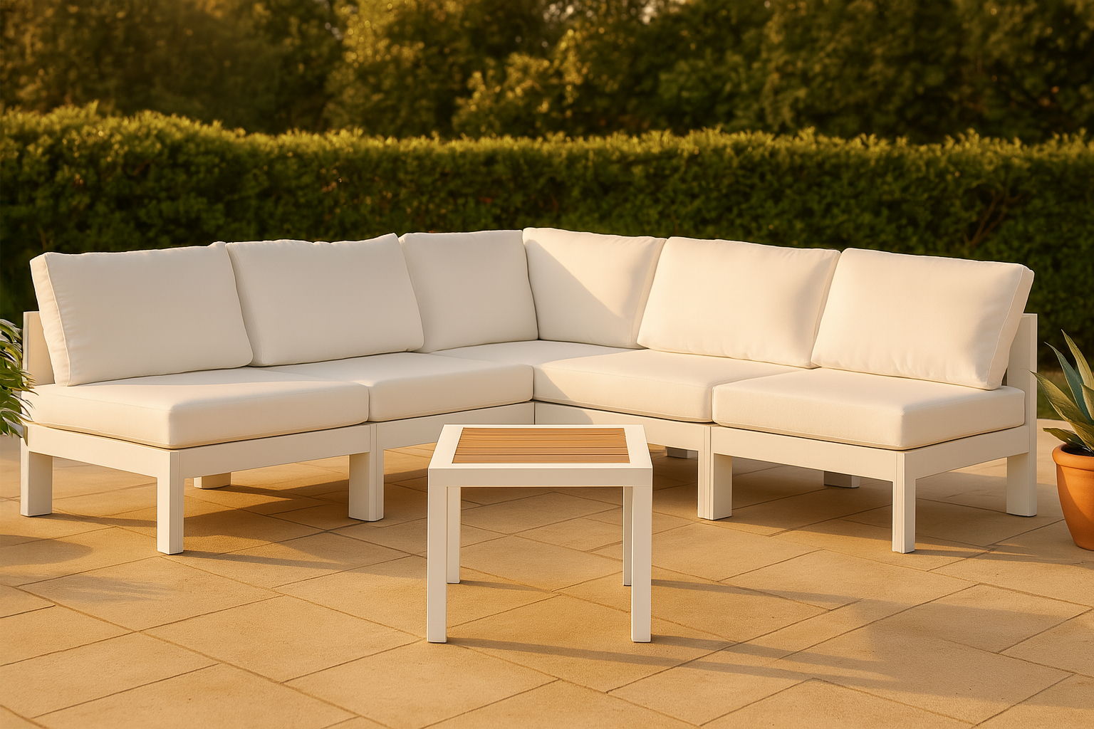 Nizuc - Outdoor Patio 5 Piece Modular Sectional With White Frame - Urban Living Furniture (Los Angeles, CA)